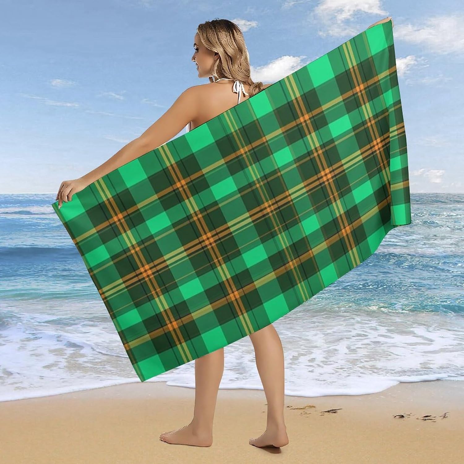 4SEE Extra Large Scottish Plaid Bath Towel for Beach