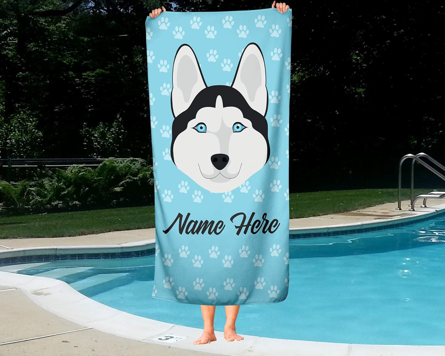 Personalized Siberian Husky Beach and Bath Towels - Large and Medium 1