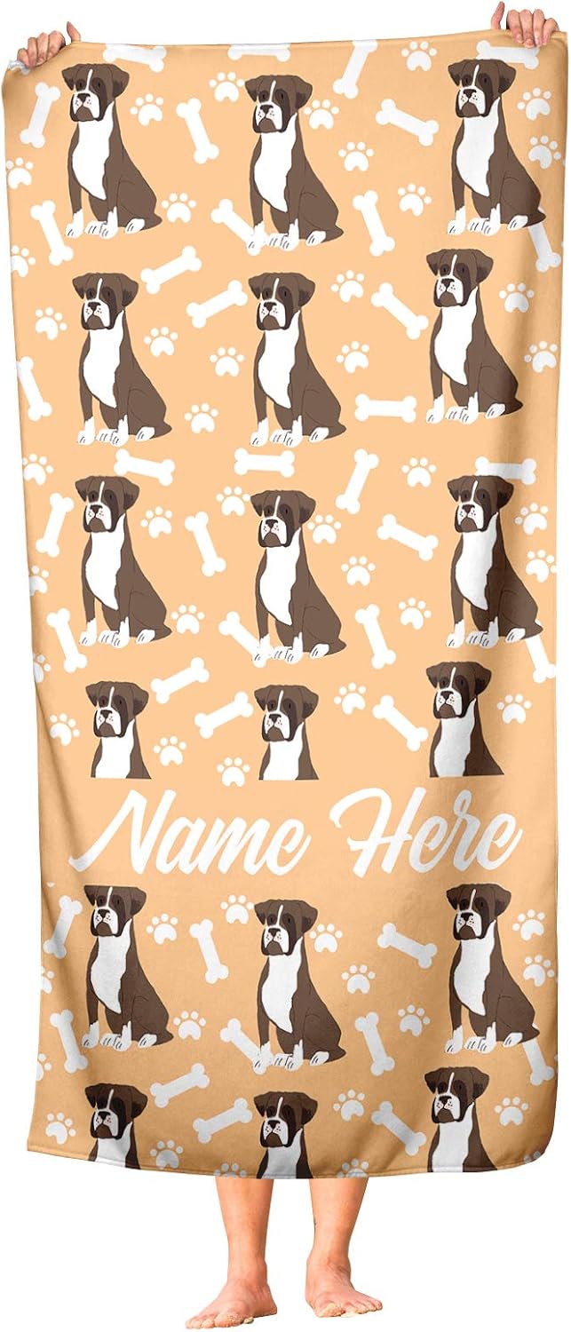 Personalized Boxer Face Towels for Beach and Bath