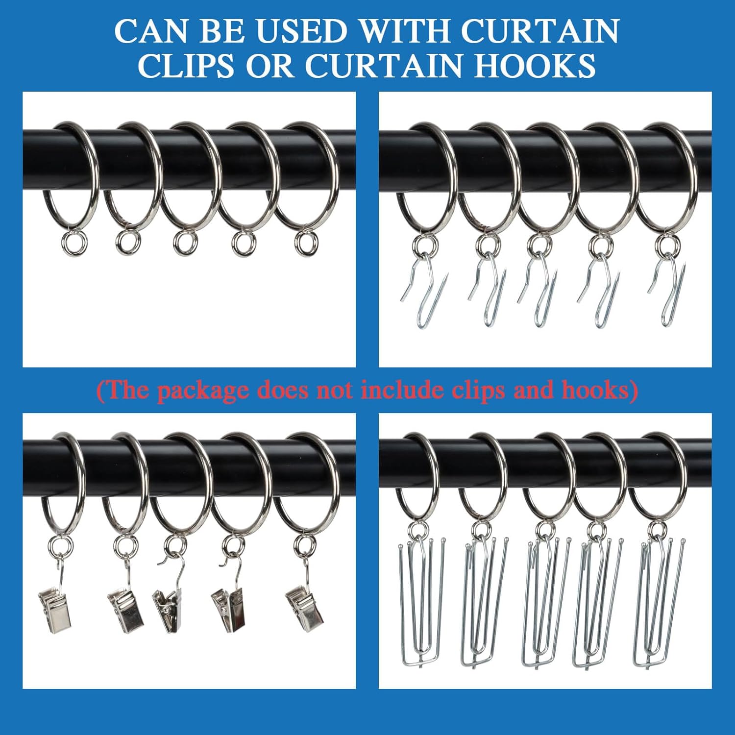 1 Inch Eyelet Curtain Rings 24pc for Pinch Pleat Curtains