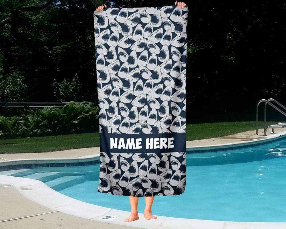 Personalized Colorful Ocean Shark Towel for Kids