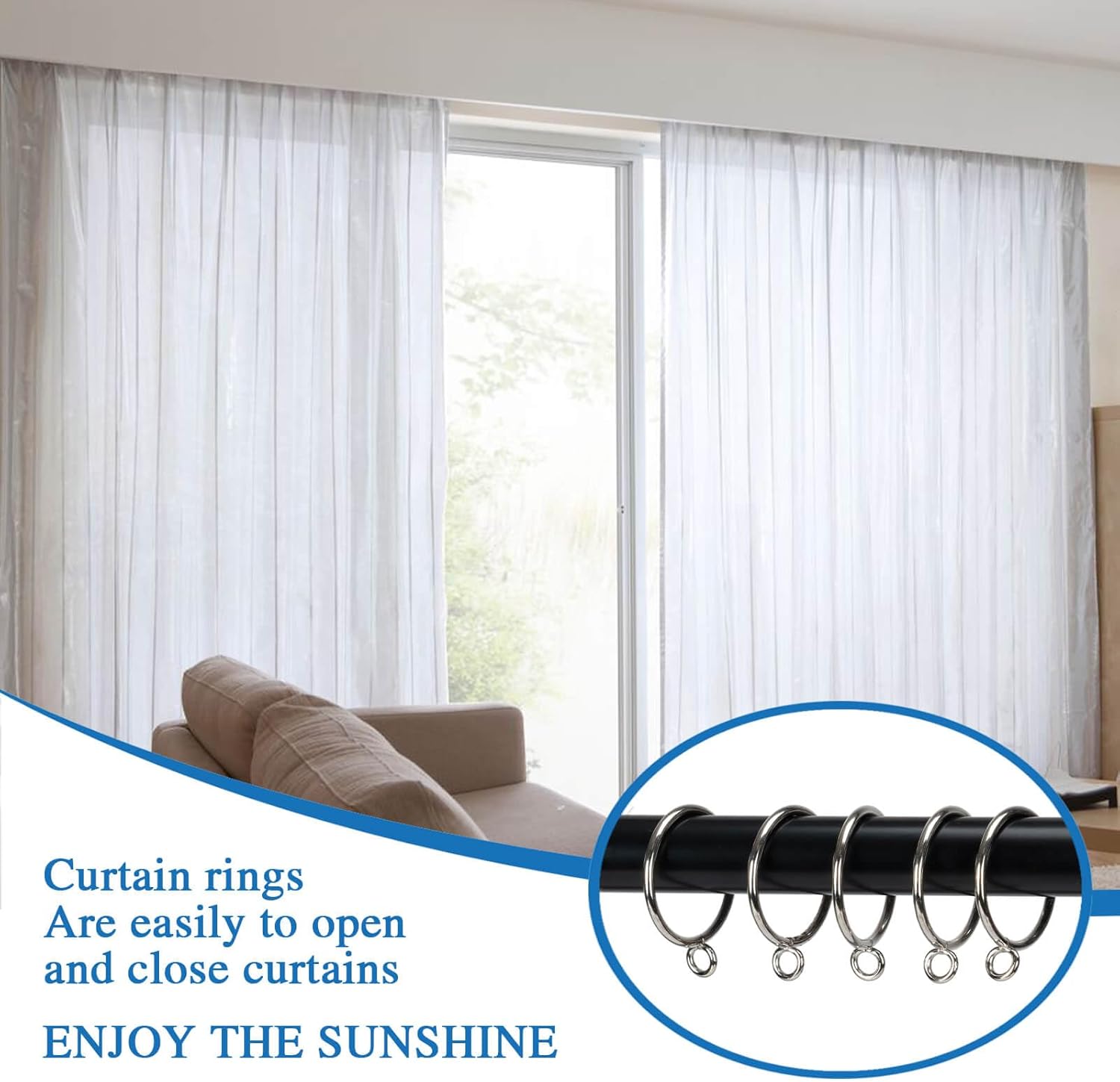 1 Inch Eyelet Curtain Rings 24pc for Pinch Pleat Curtains