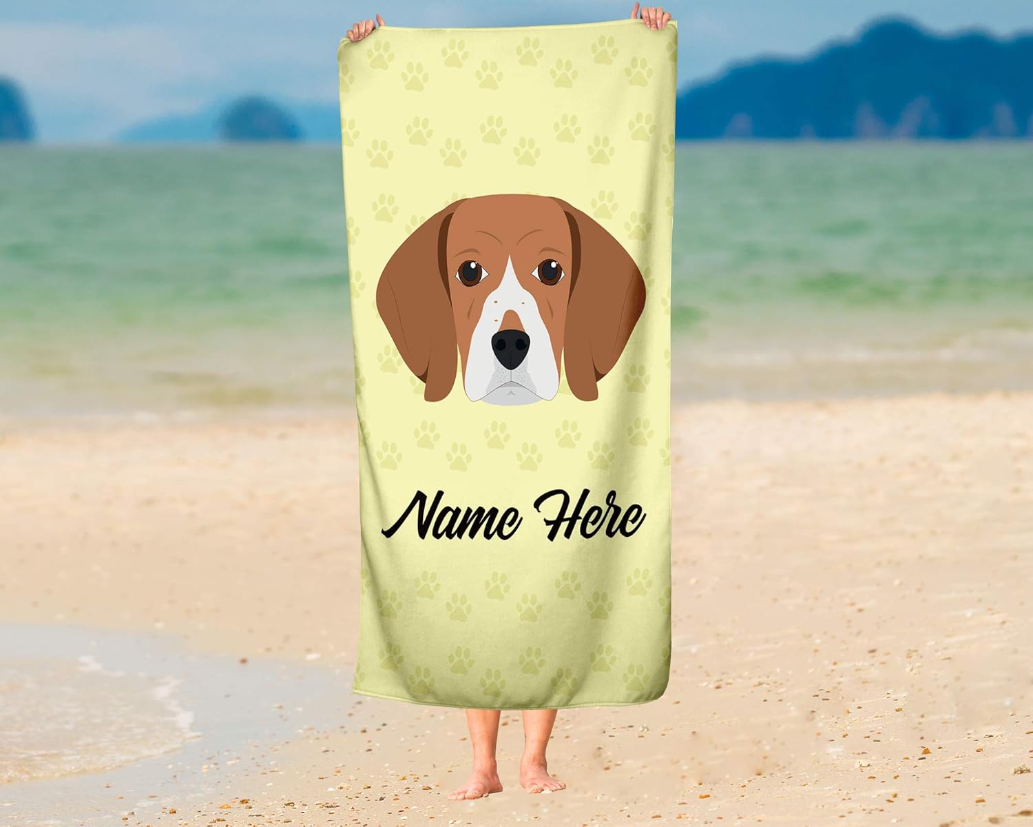 Personalized Beagle Face Towels - Beach Bath Large Medium