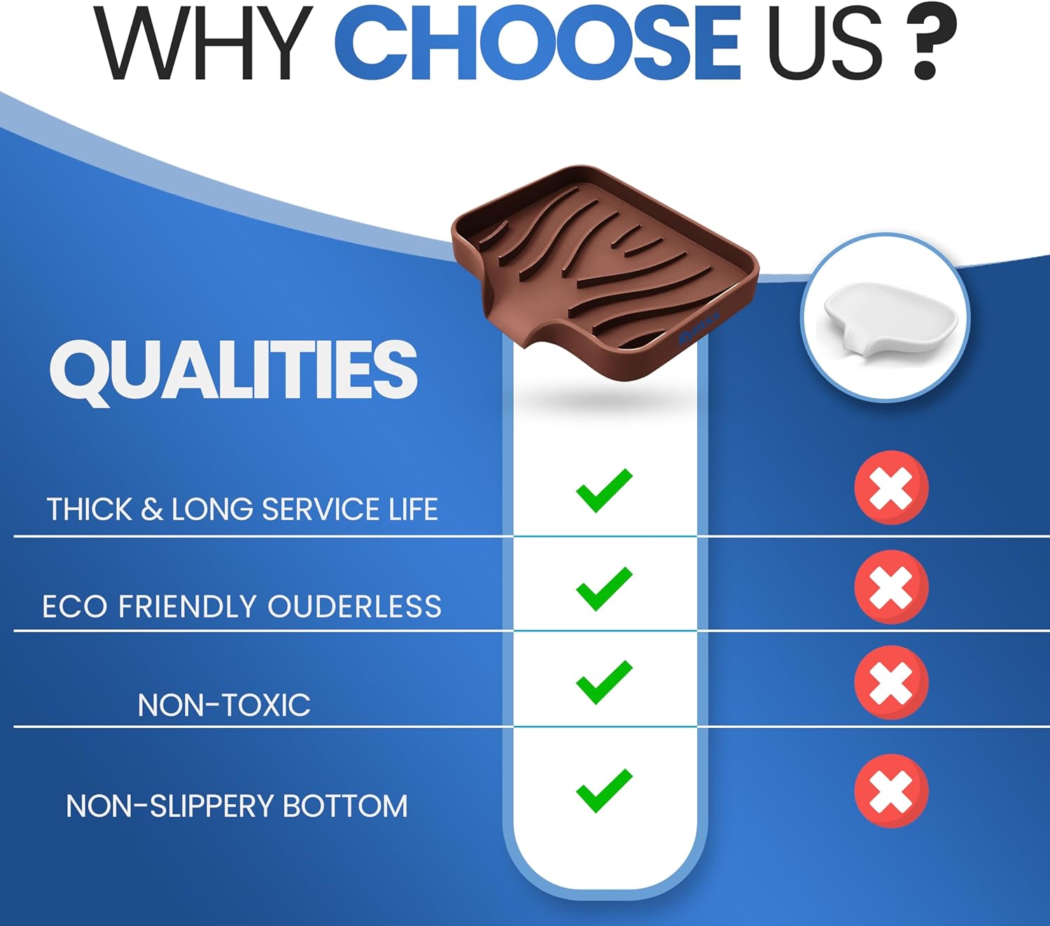 Rymss Silicone Soap Dish for Bathroom and Kitchen