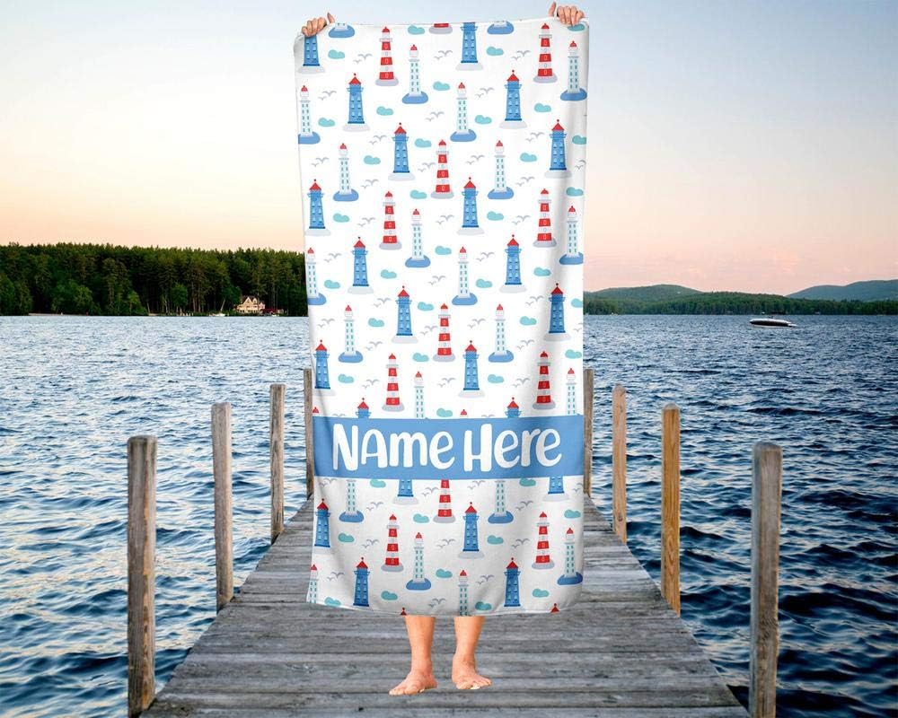 Personalized Corner Extra Large Ocean Lighthouse Towel