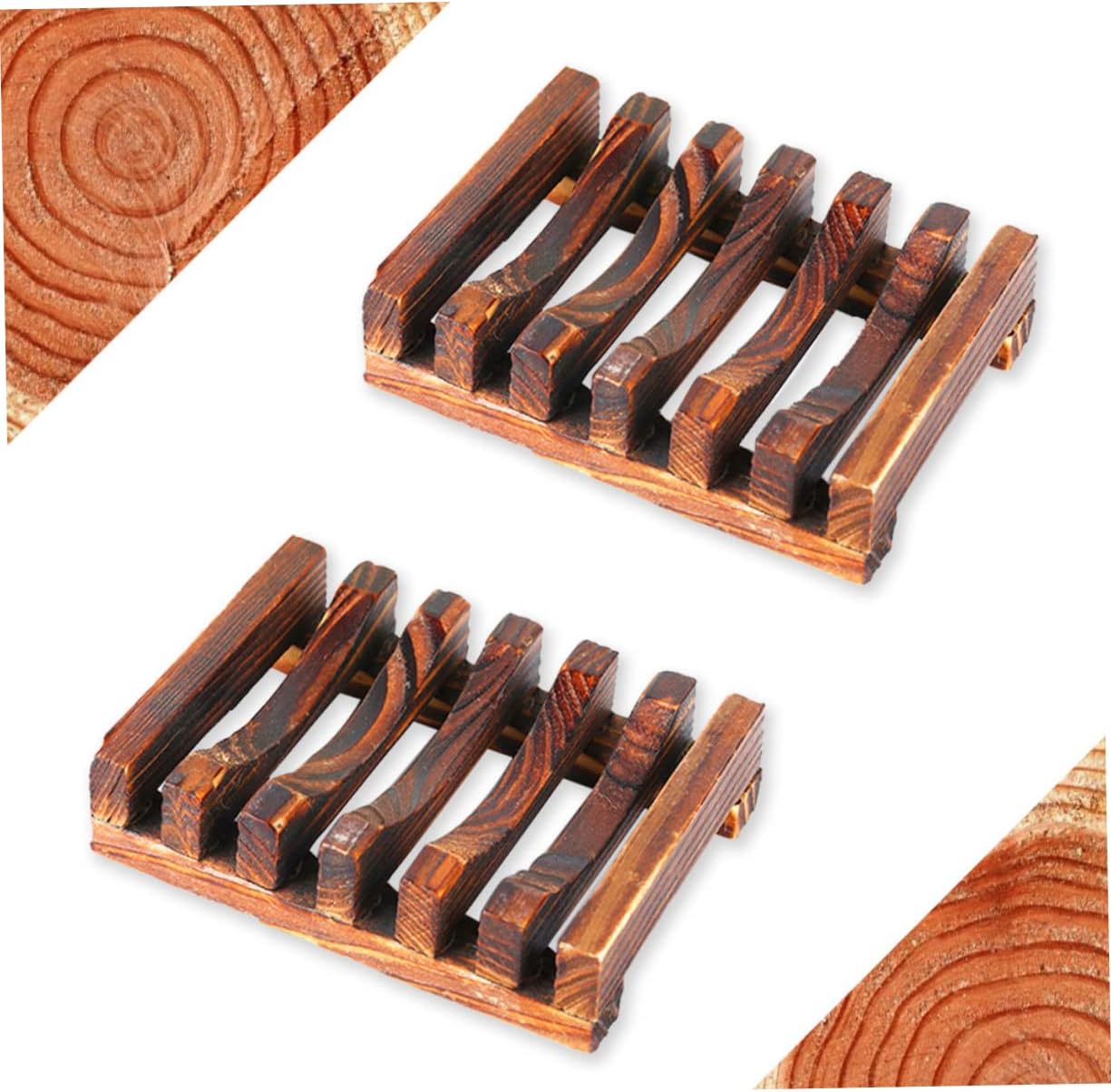 Anneome 3pcs Natural Nanmu Wood Soap Holder Drainage Dish