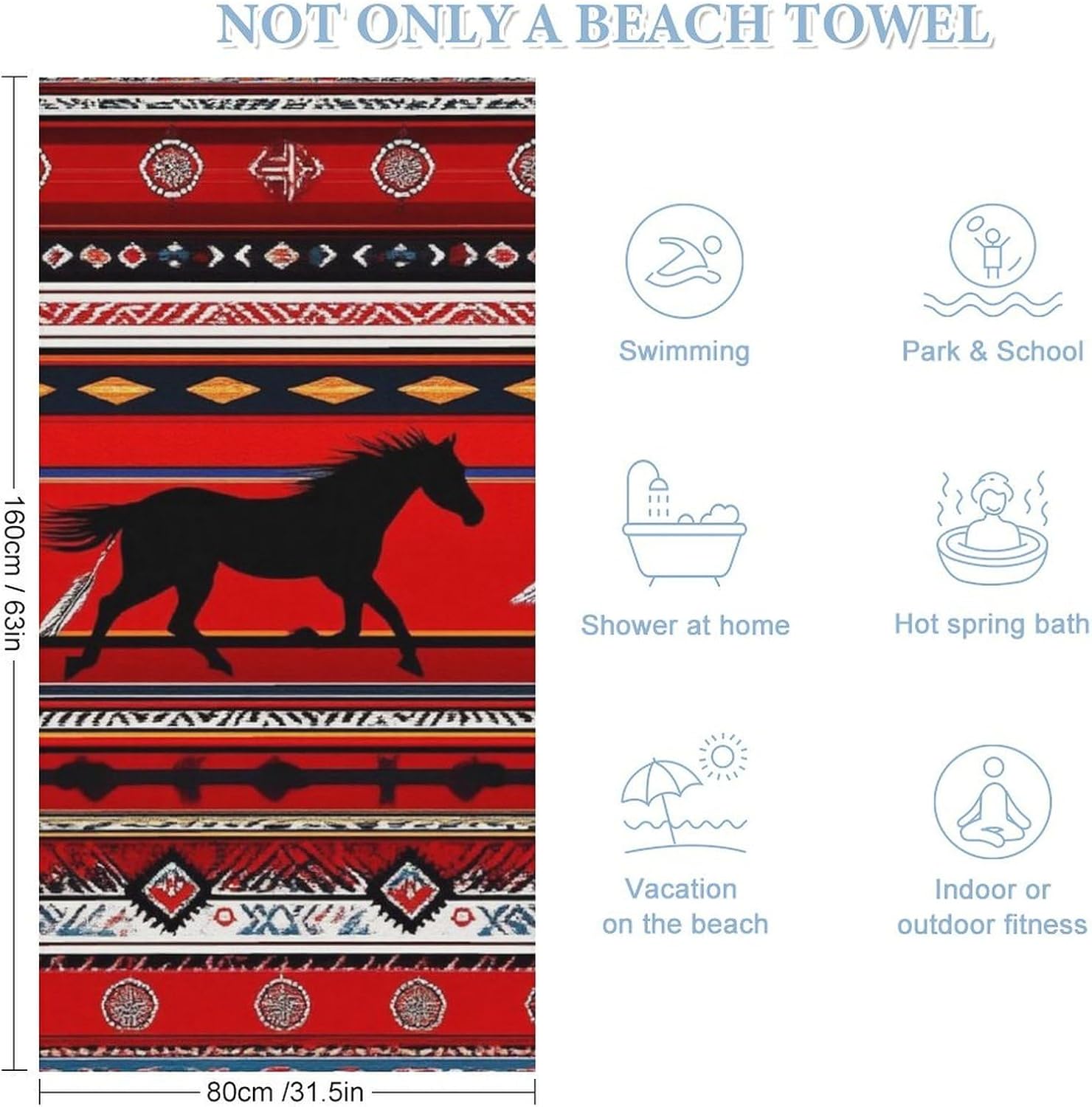 4SEE Extra Large Beach Towel with Horse Dreamcatcher Design