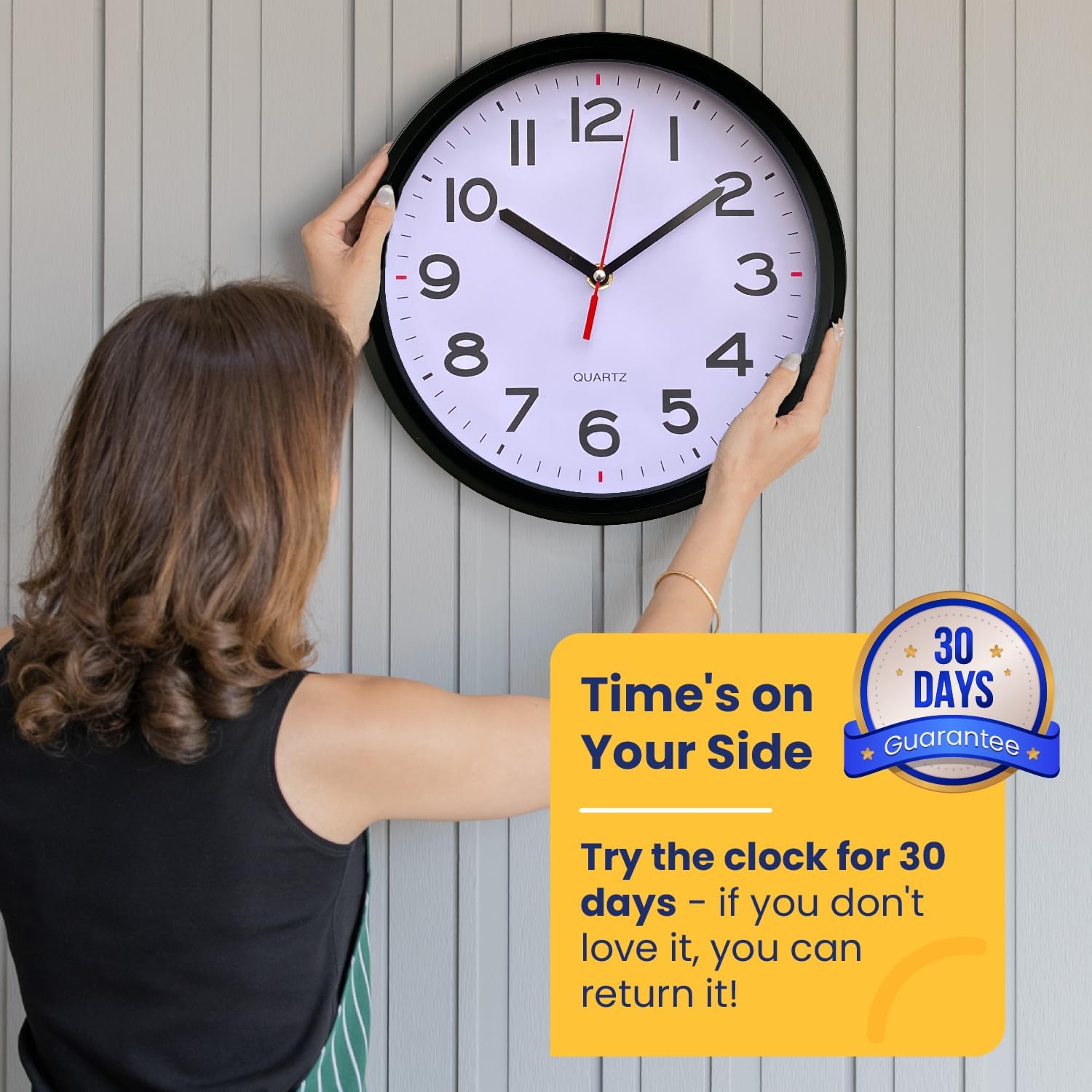 Modern Silent Wall Clock with Large Numbers