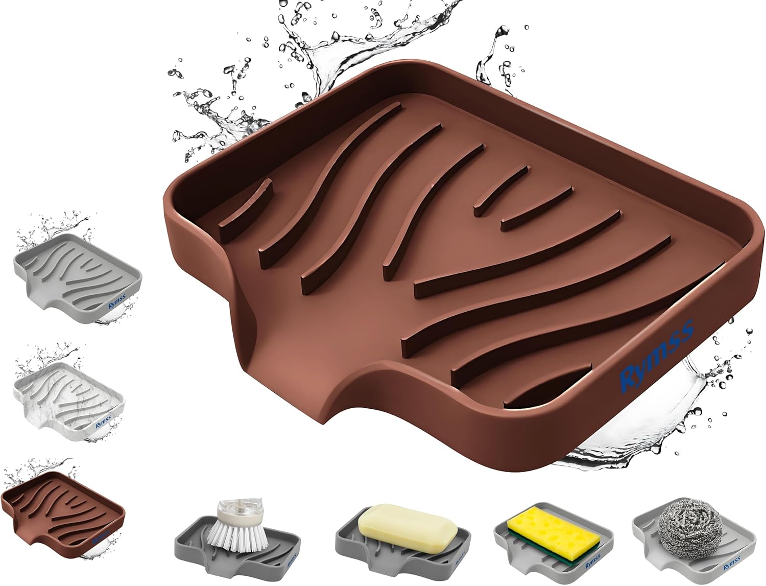 Rymss Silicone Soap Dish for Bathroom and Kitchen