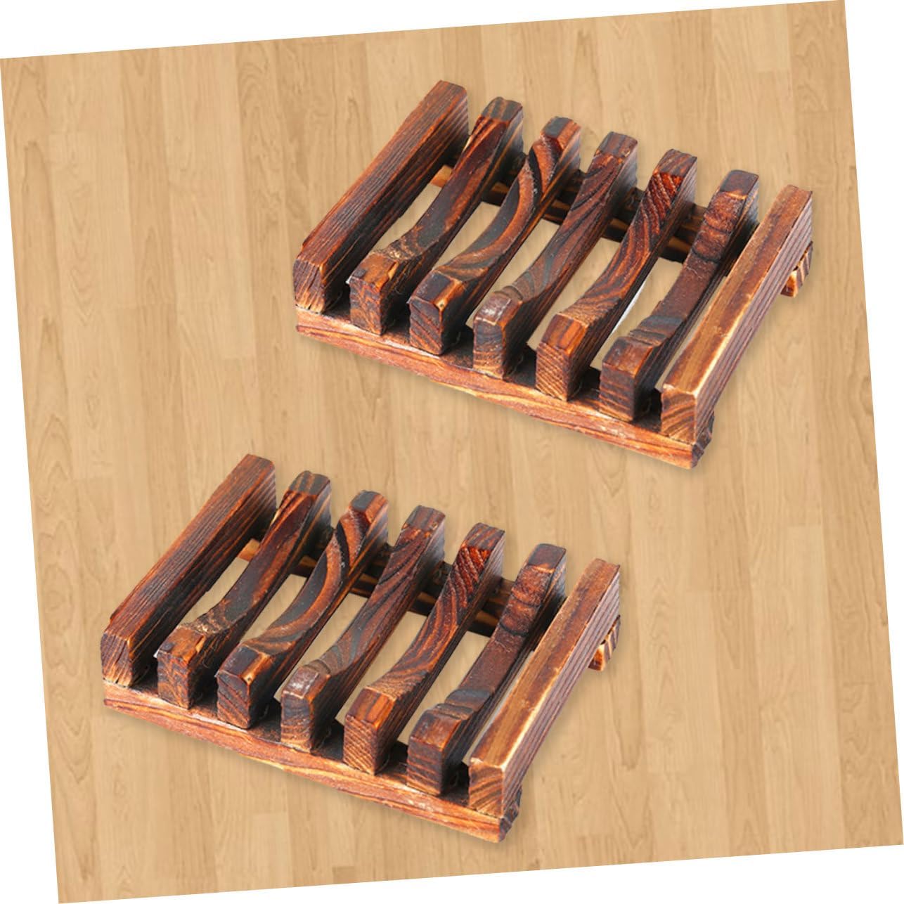 2pcs Wood Soap Shelf Holder Dish for Bathroom Countertop