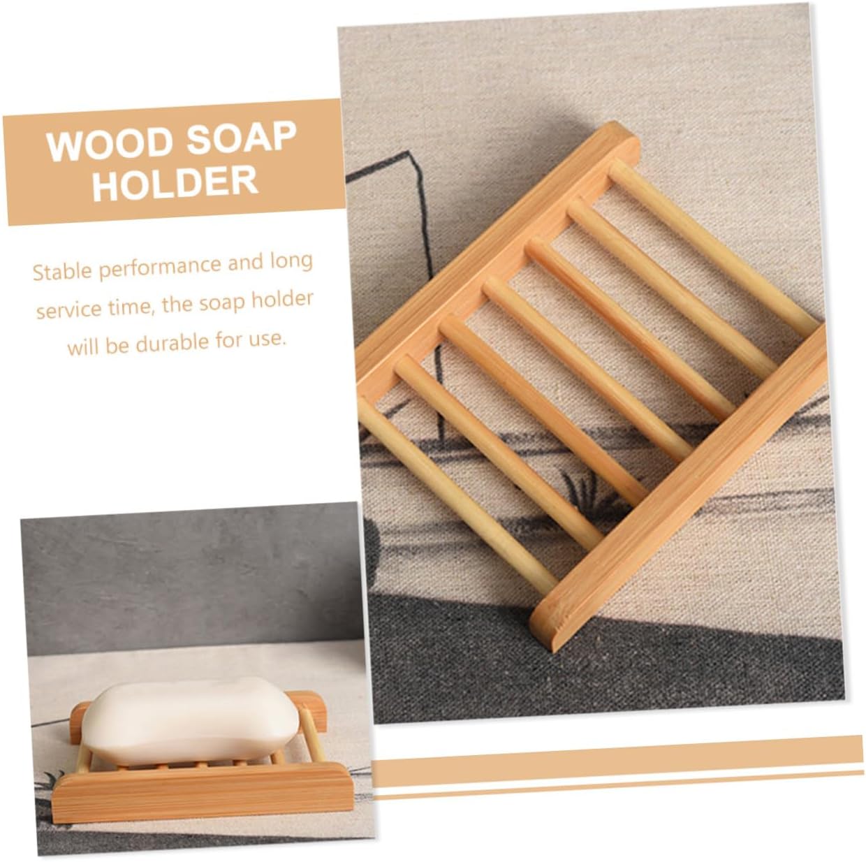Healifty Wooden Soap Dish Holder for Bathroom and Kitchen 1