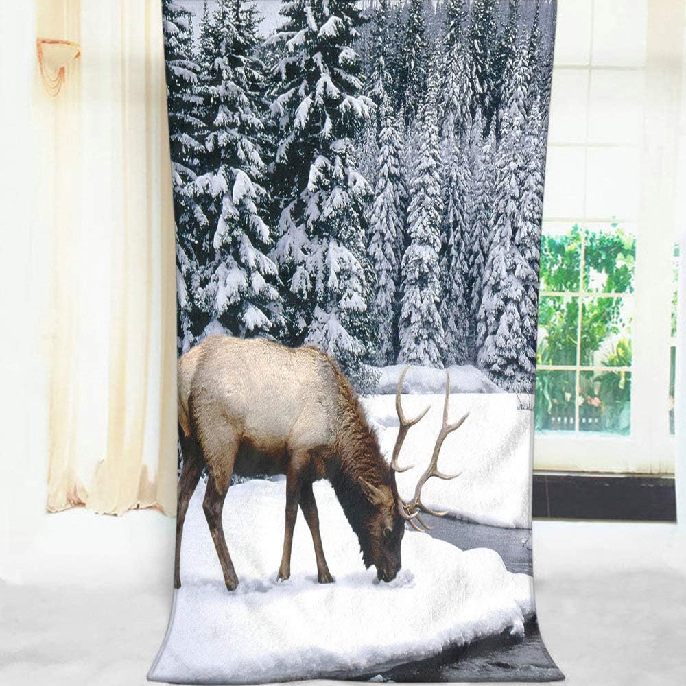 Moslion Elk Pattern Bath Towel 64x32 Inches