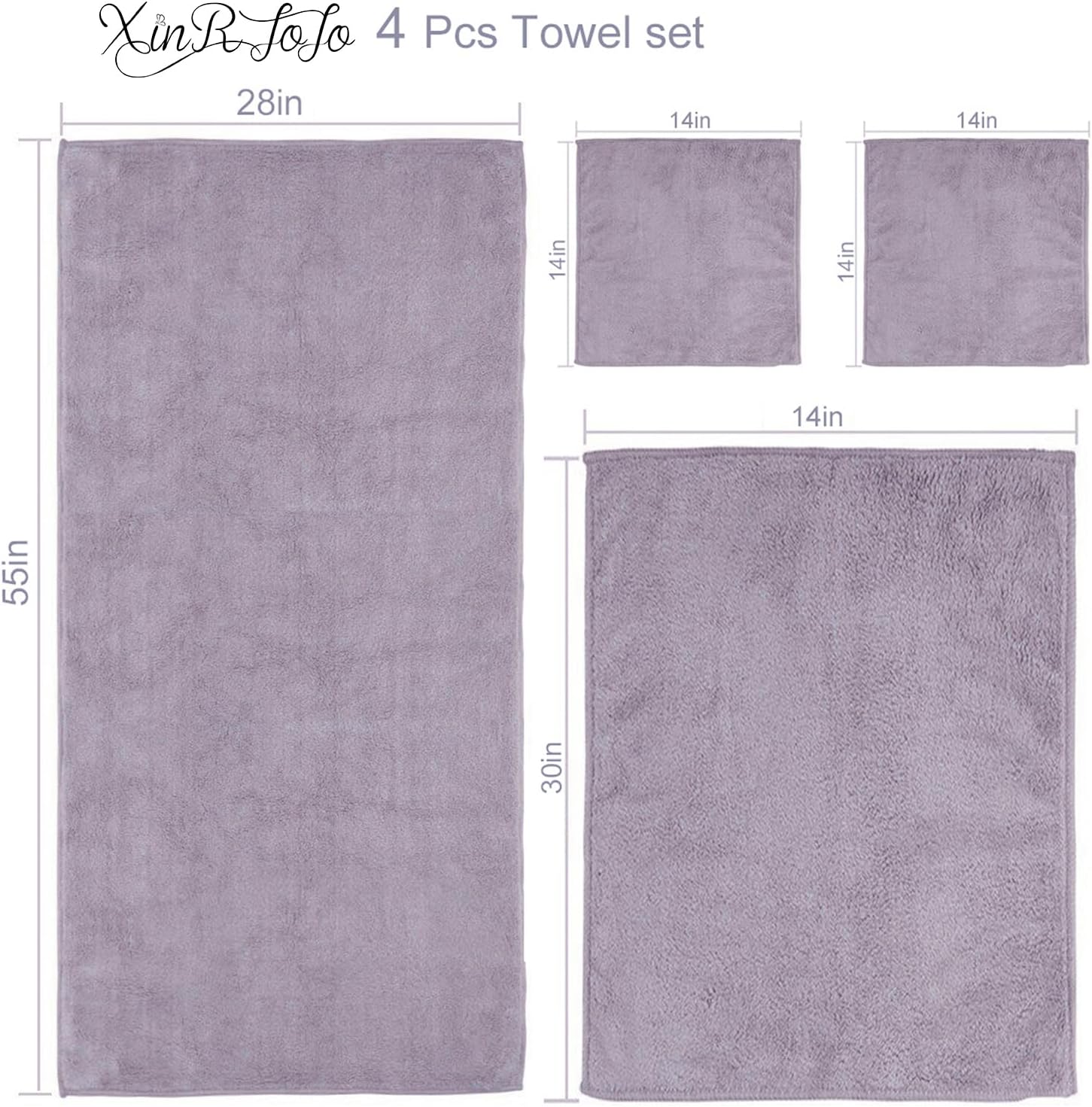 Xinrjojo Lavender Purple Microfiber Towel Set