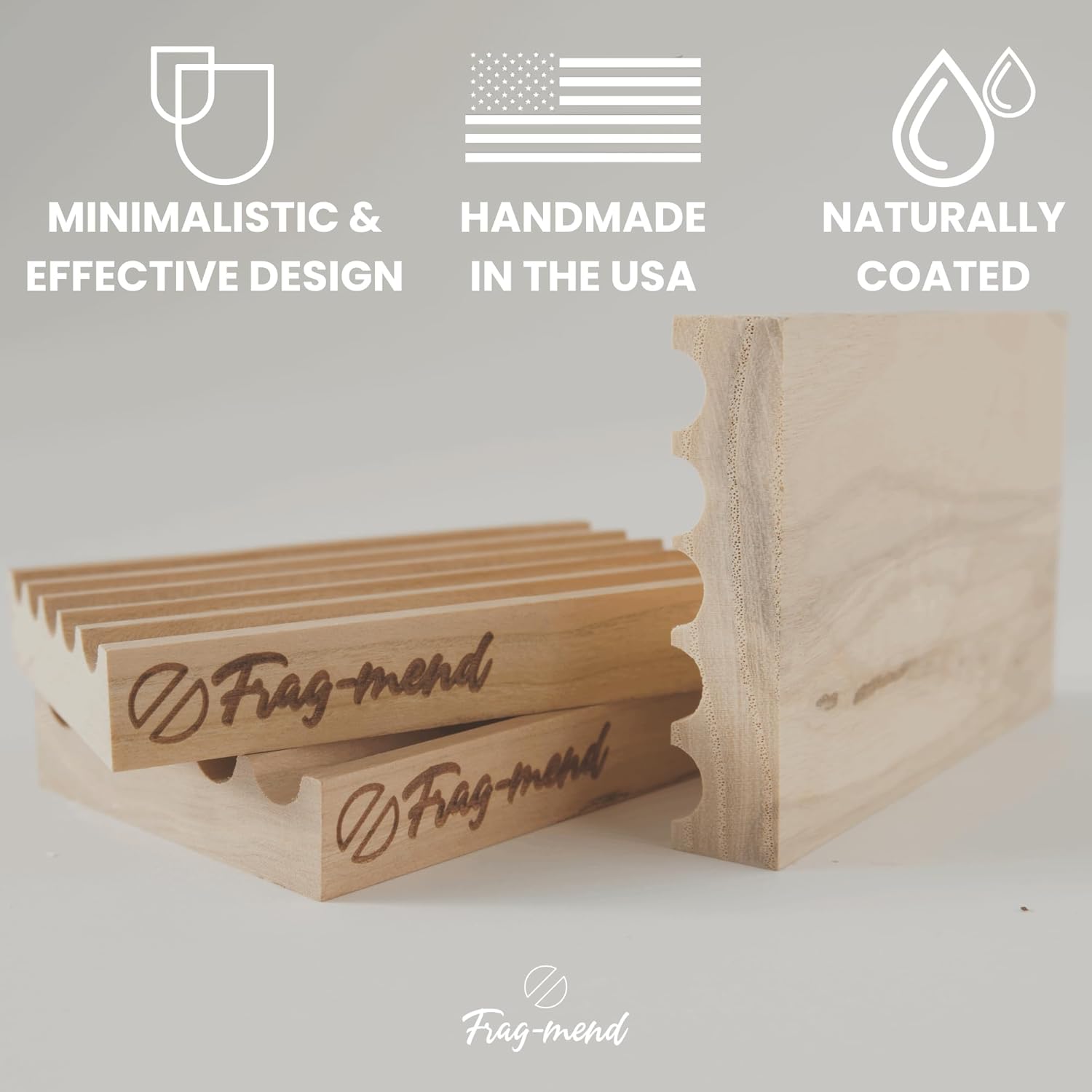 Frag-mend Wooden Soap Tray - Durable Non-Slip Eco-Friendly