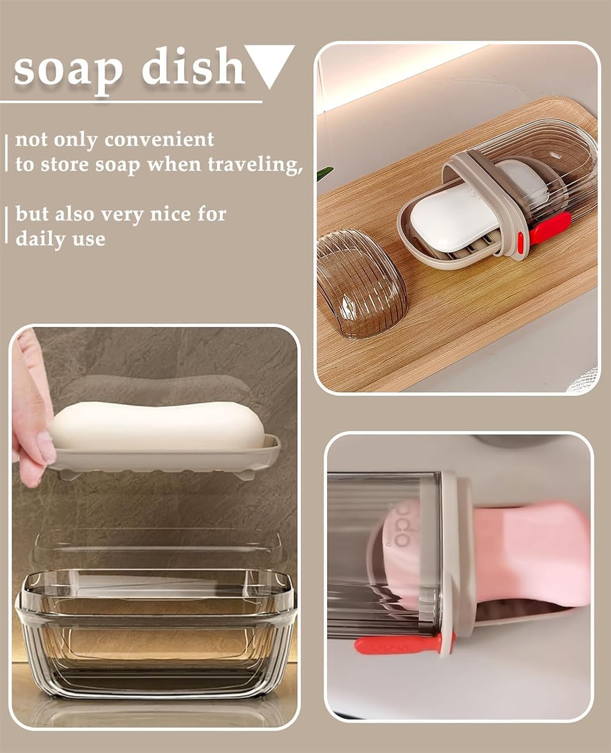 GlitzyStar Soap Dish Holder with Lid Leakproof and Durable Travel Soap Case