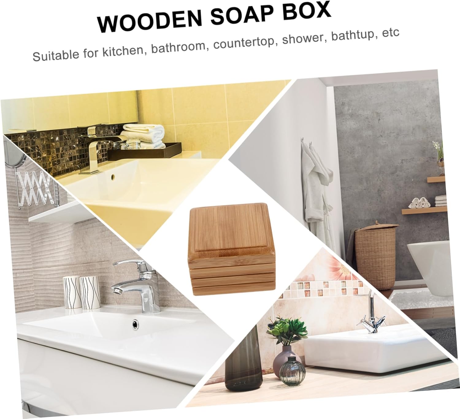 FONDOTIN Bath Shower Soap Box Wooden Holder