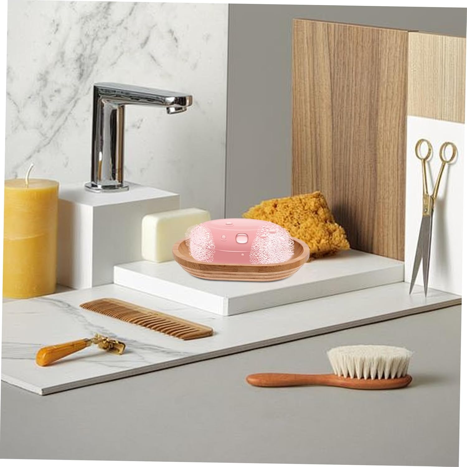 ABOOFAN Rustic Bamboo Soap Holder for Sink