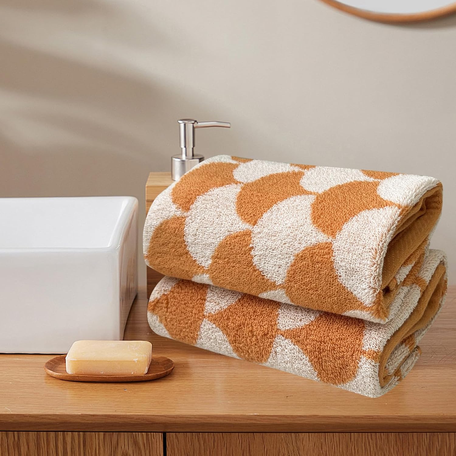 USTIDE Orange Leaf Hand Towels Set 2pcs 134x29inch