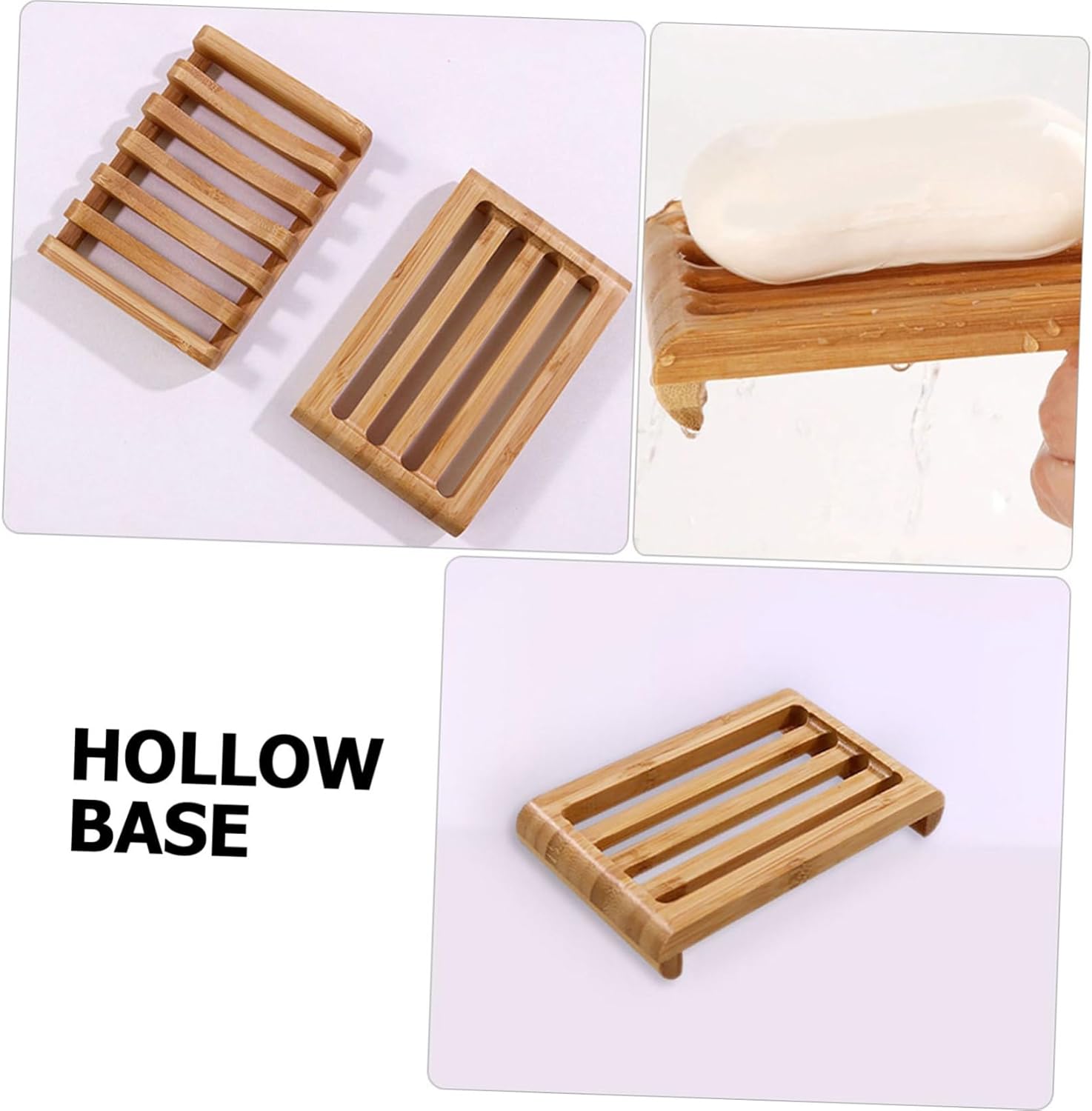 2pc Bamboo Soap Dish for Kitchen Sink and Bathroom