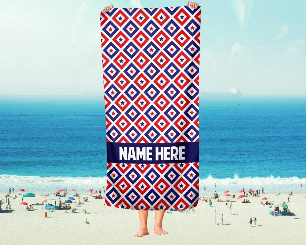 Extra Large Personalized Stars in Diamonds Towel for Kids and Adults