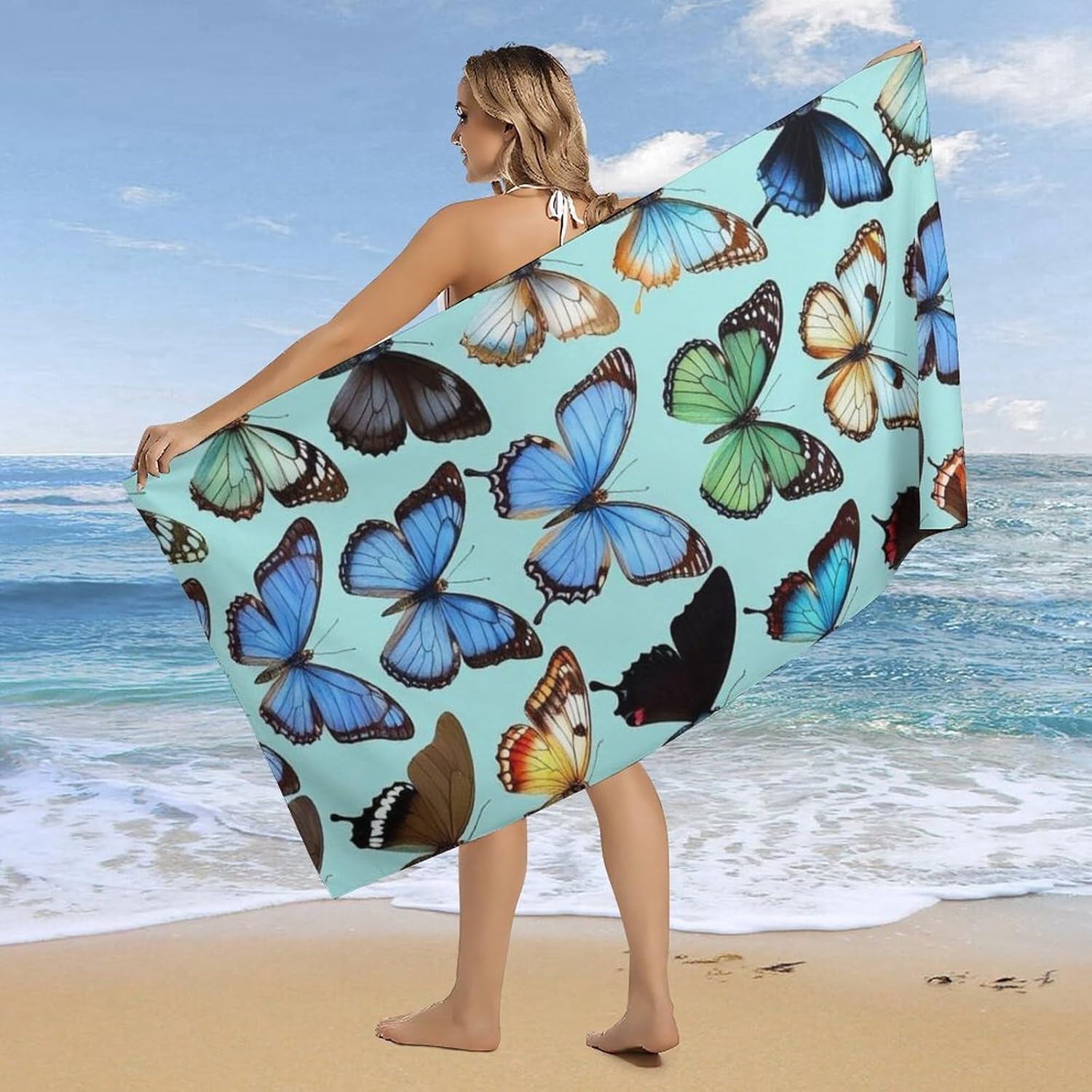 4SEE Plus Size Beach Towel - Gothic Black Butterflies Design