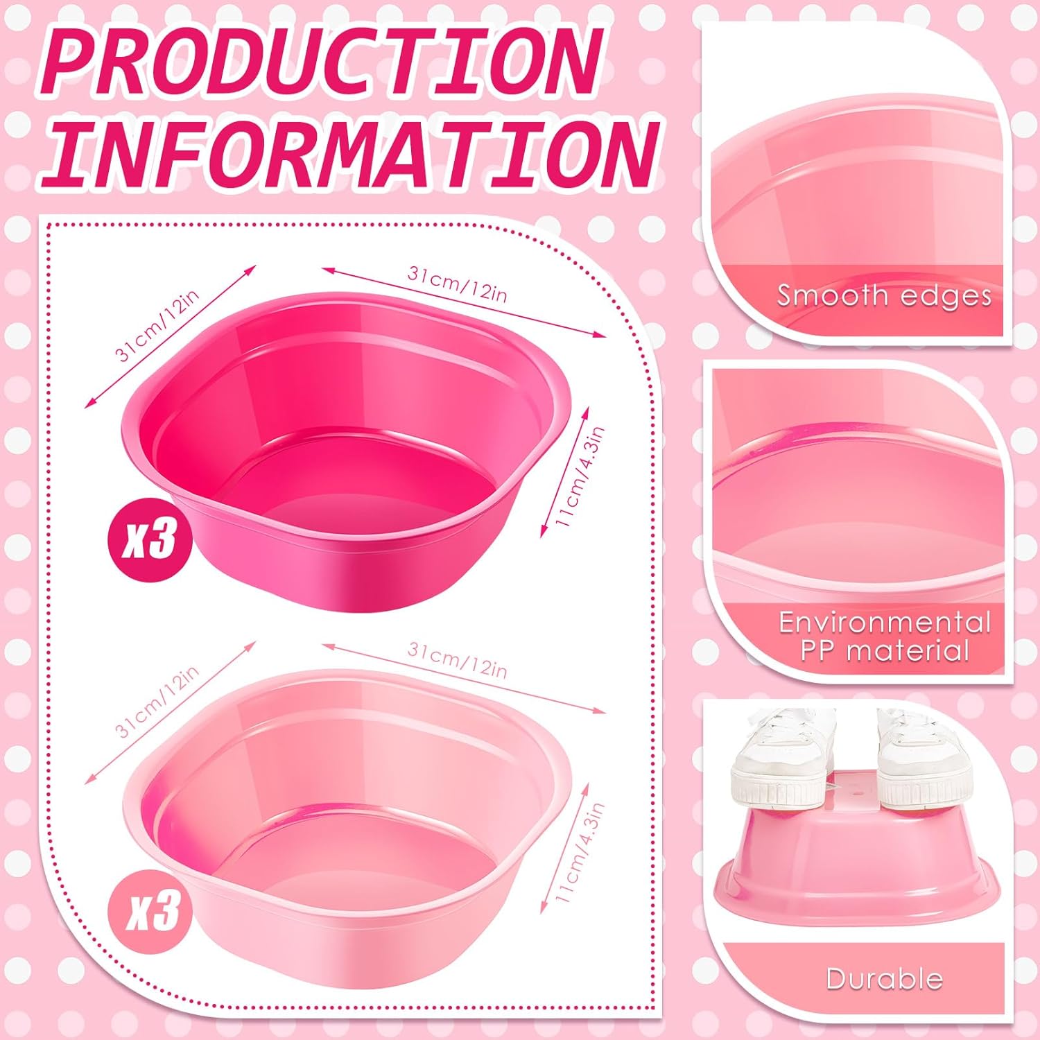Patelai 6-Piece Kids Foot Spa Kit with Towels Pink Rose Red