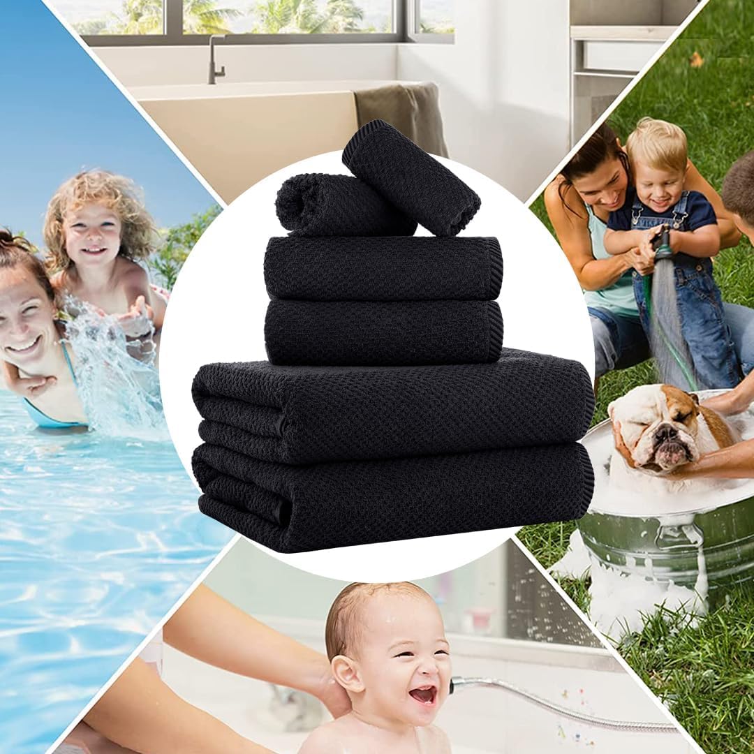 CASA COPENHAGEN Popcorn Towel Set 6 Pieces Black