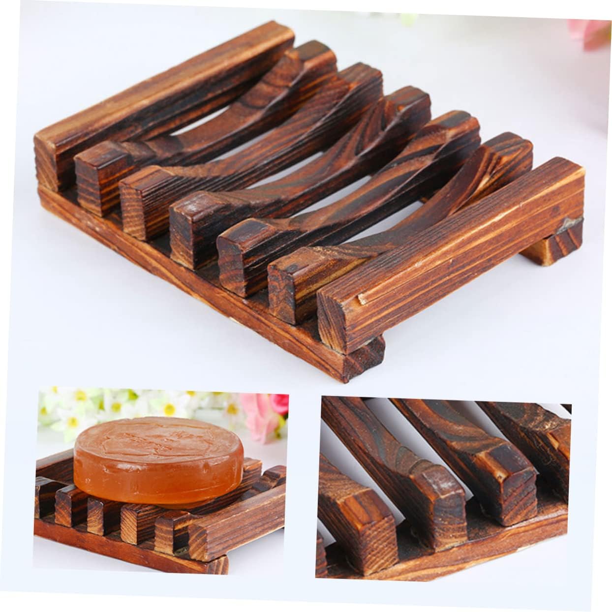 DECHOUS Wooden Soap Holder 3PC Drainage Set