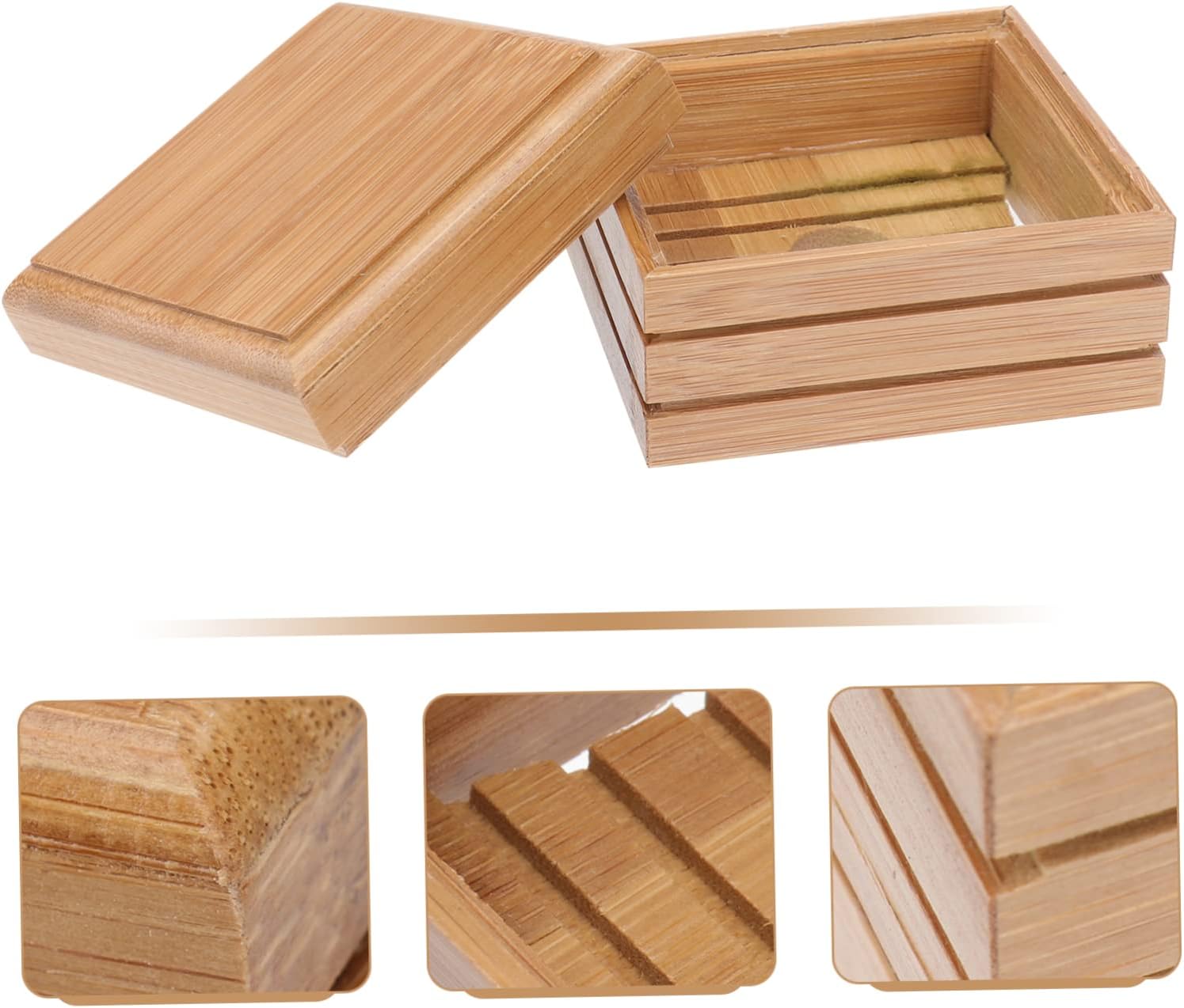 SHOWERORO Bamboo Soap Rack with Lid Holder