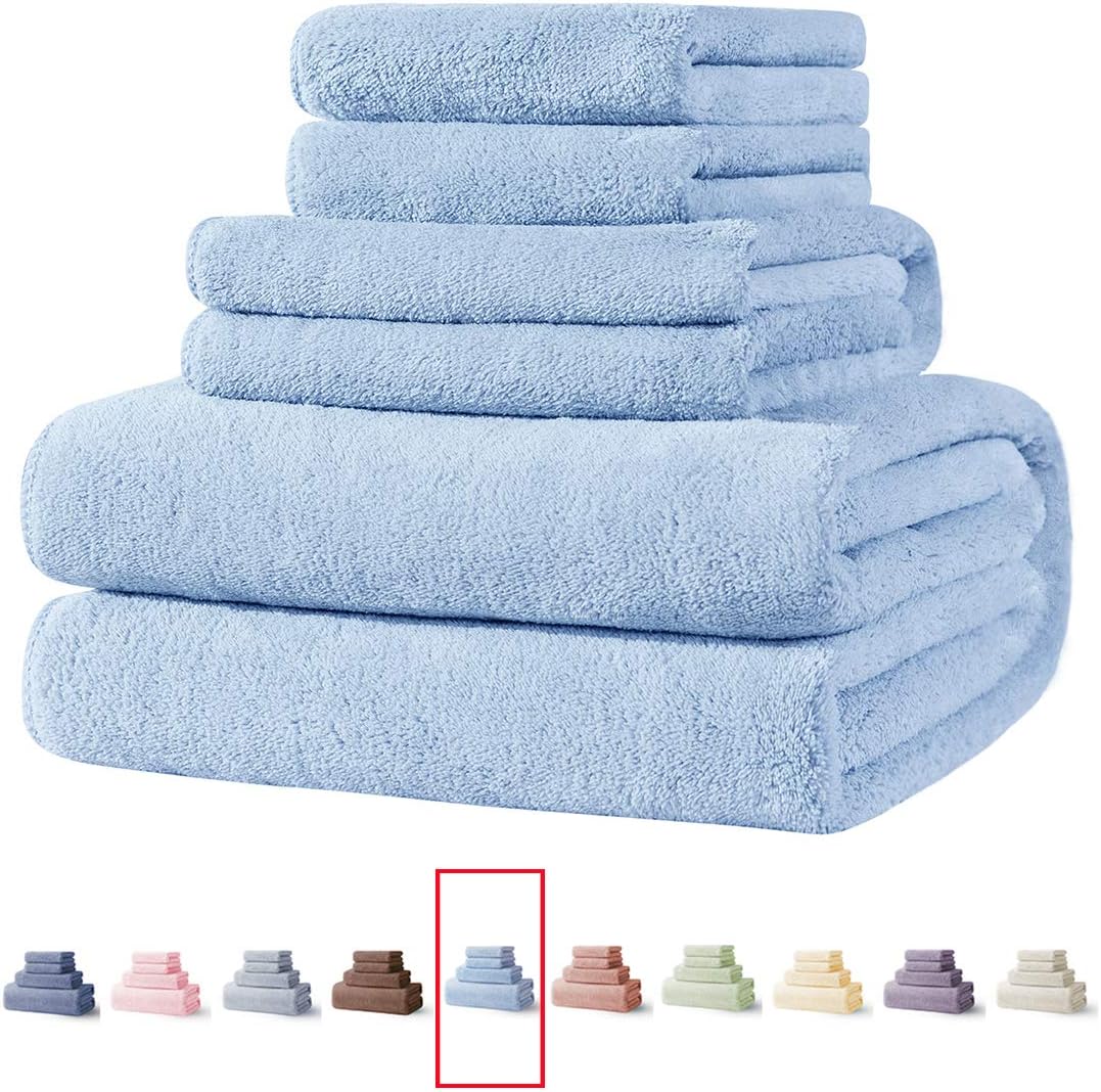 Xinrjojo 4 Piece Microfiber Towels Set - Sky Blue