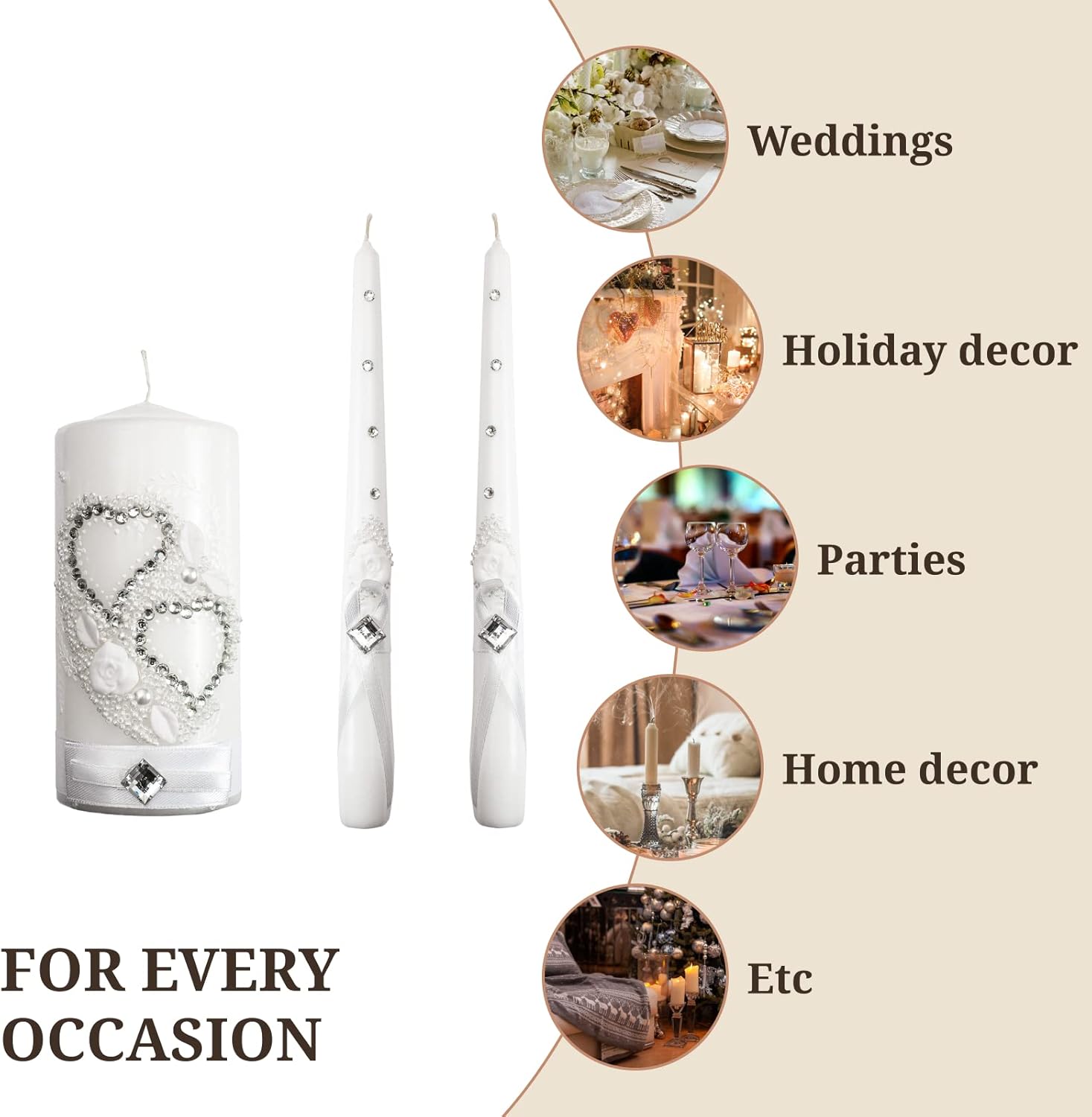 VABA Wedding Unity Candle Set 6 Pillar 10 Taper