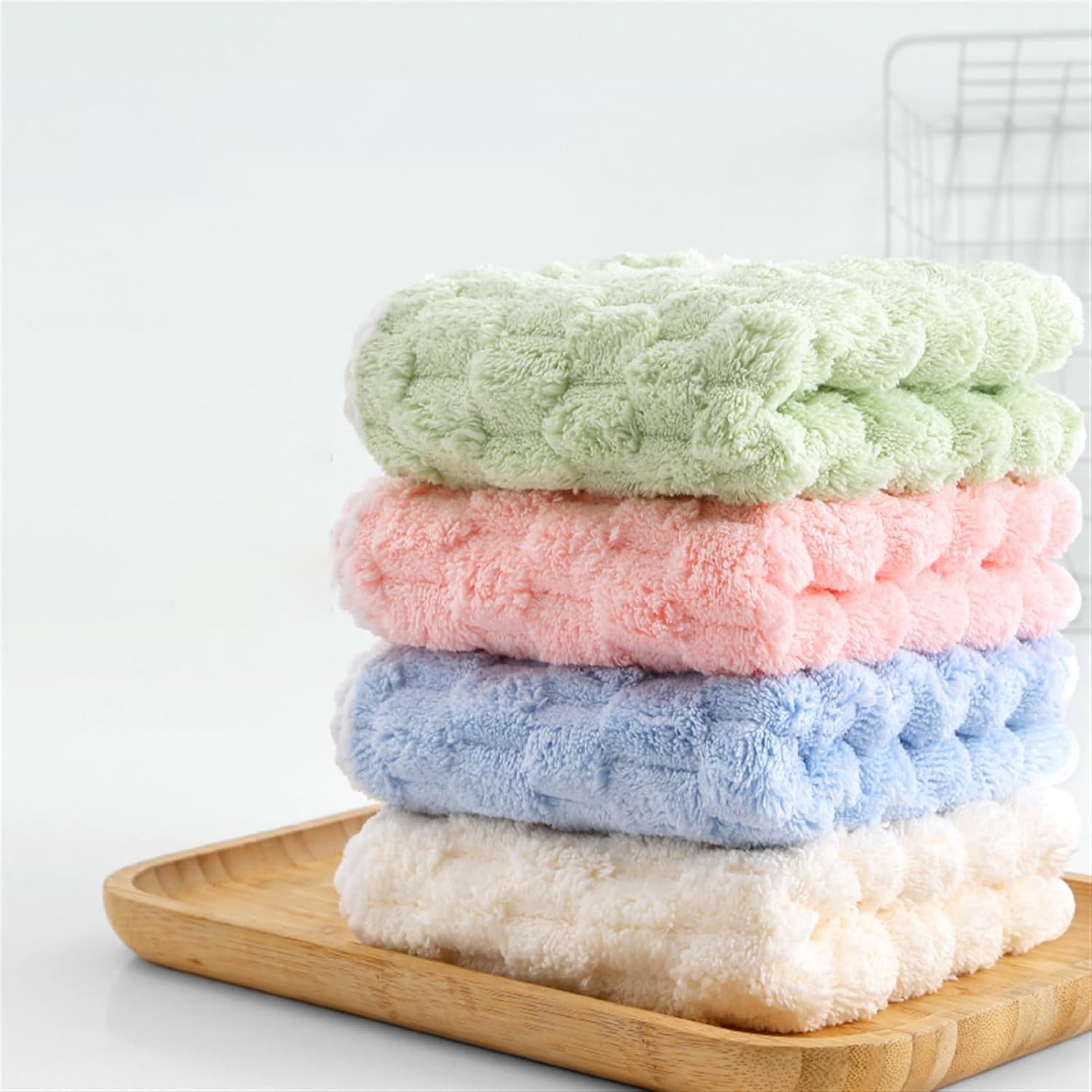 GIBZ 5 Pack Absorbent Washcloths Soft Towels Set with Hanging Loops
