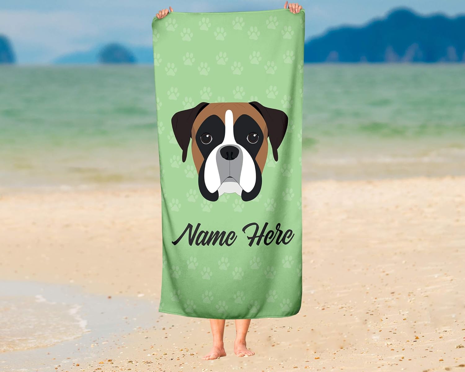 Personalized Boxer Face Beach Bath Towels