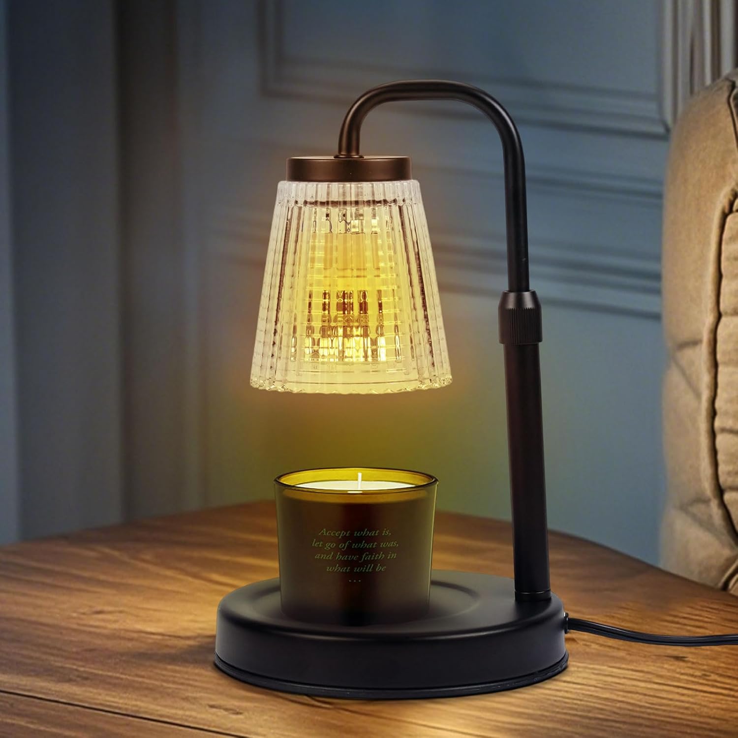 Pasengy Adjustable Dimmable Candle Warmer Lamp with Timer 2 Bulbs Black