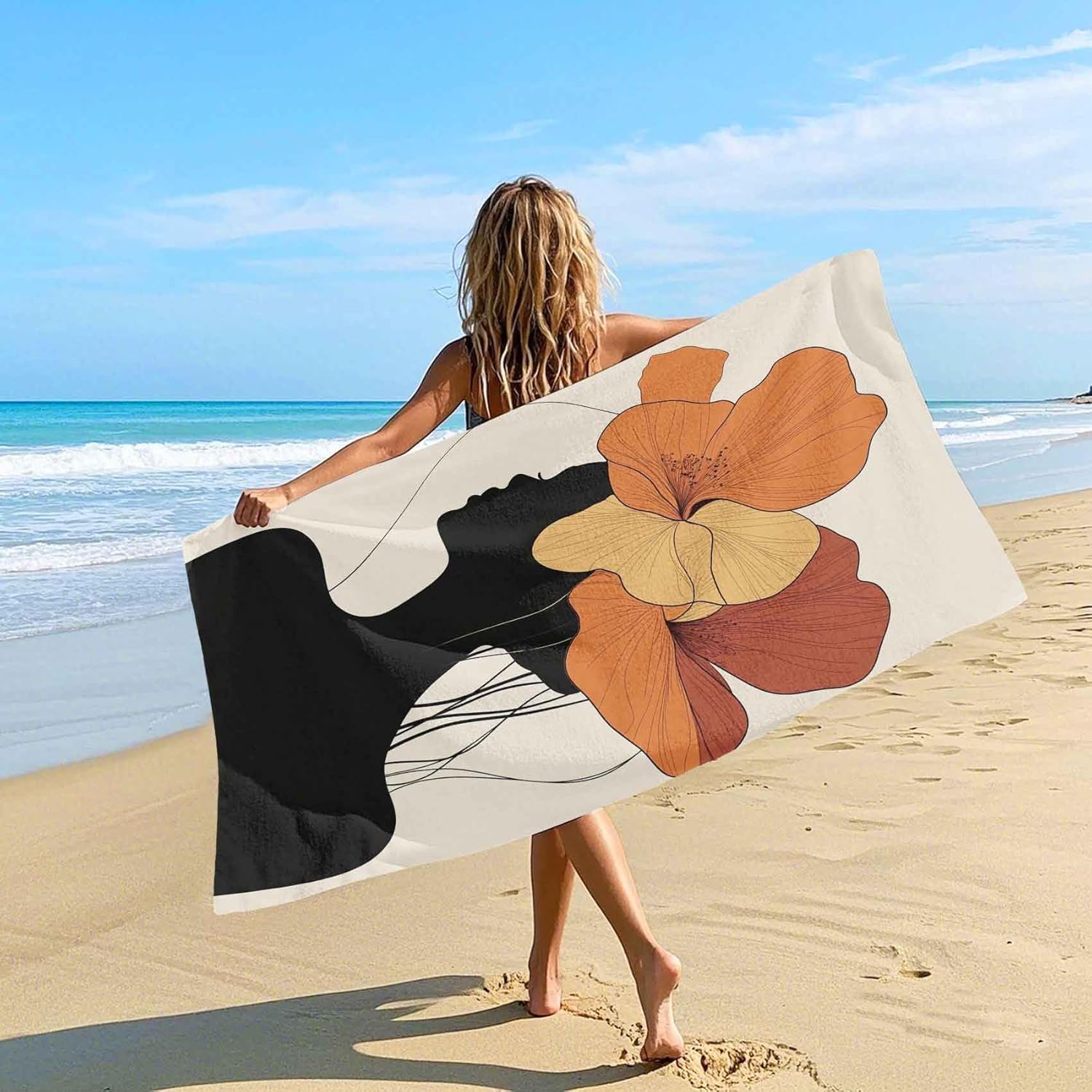 Abstract Girl Magnetic Bath Towel for Travel and Beach Use