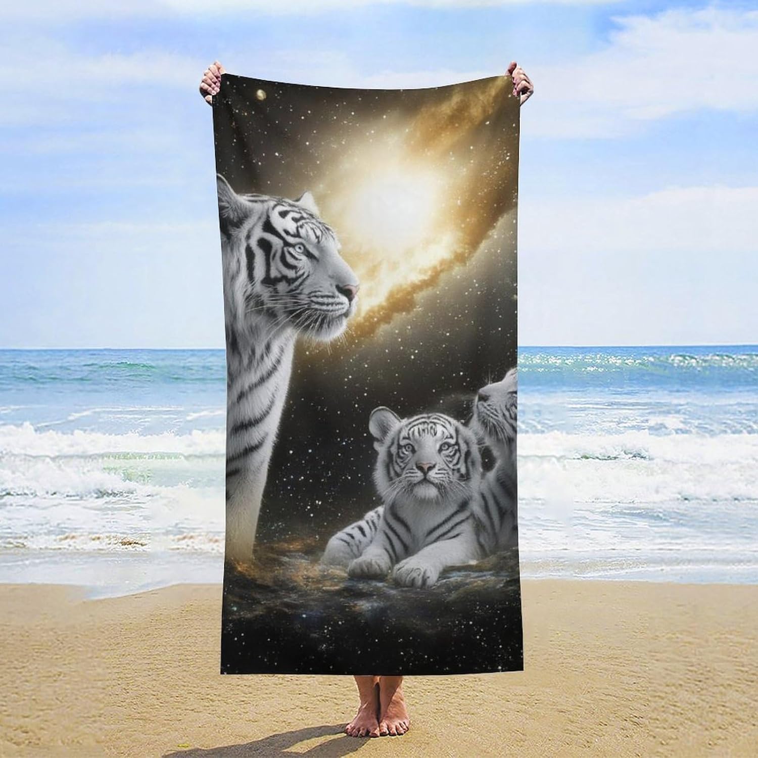 4SEE Oversize Velvet Beach Towel with Galaxy Design