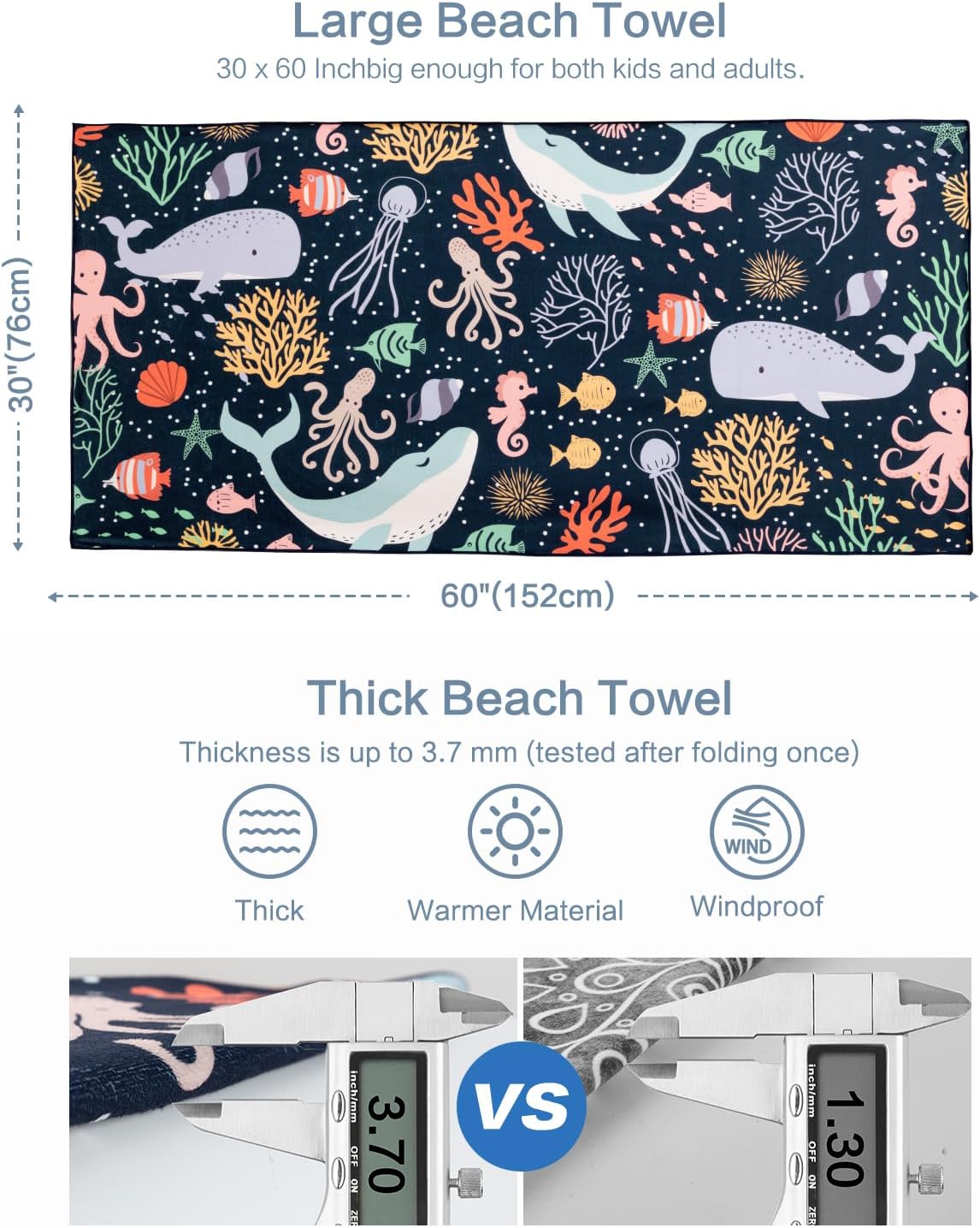 Vimorco Dolphin Whale Beach Towel Set 1