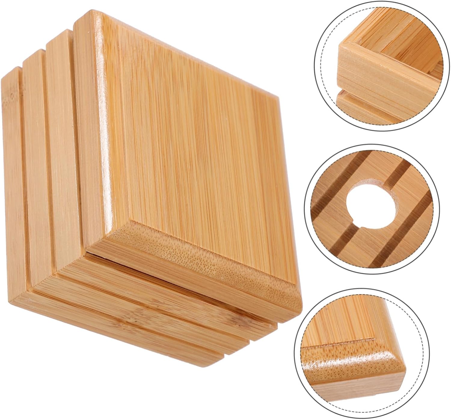 Wooden Soap Dish Sturdy Draining Holder for Kitchen Bathroom