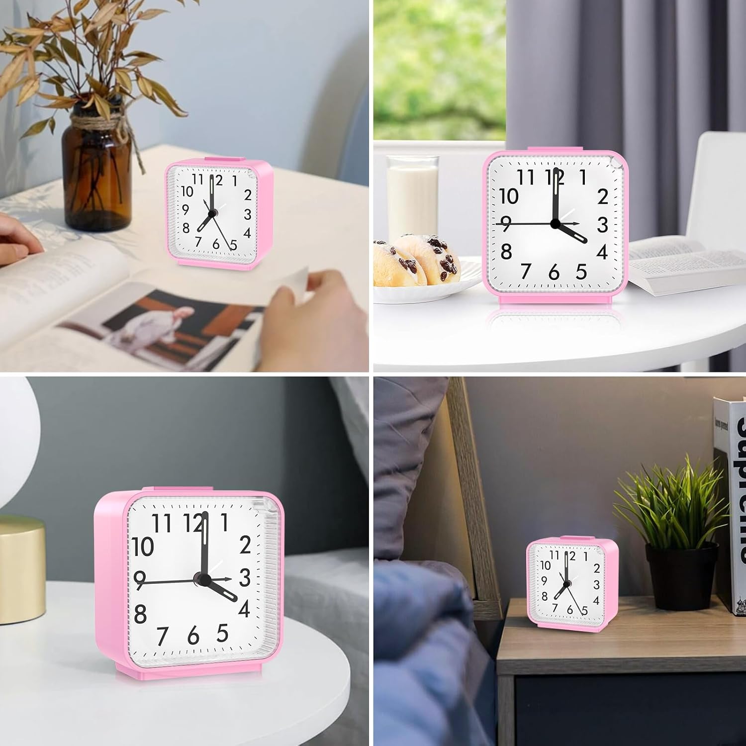 AMIR Silent Analog Alarm Clock with Snooze and Light