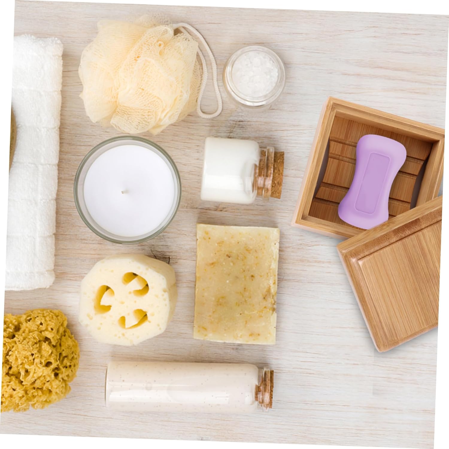 LIFKOME Natural Wood Soap Dish with Lid 1