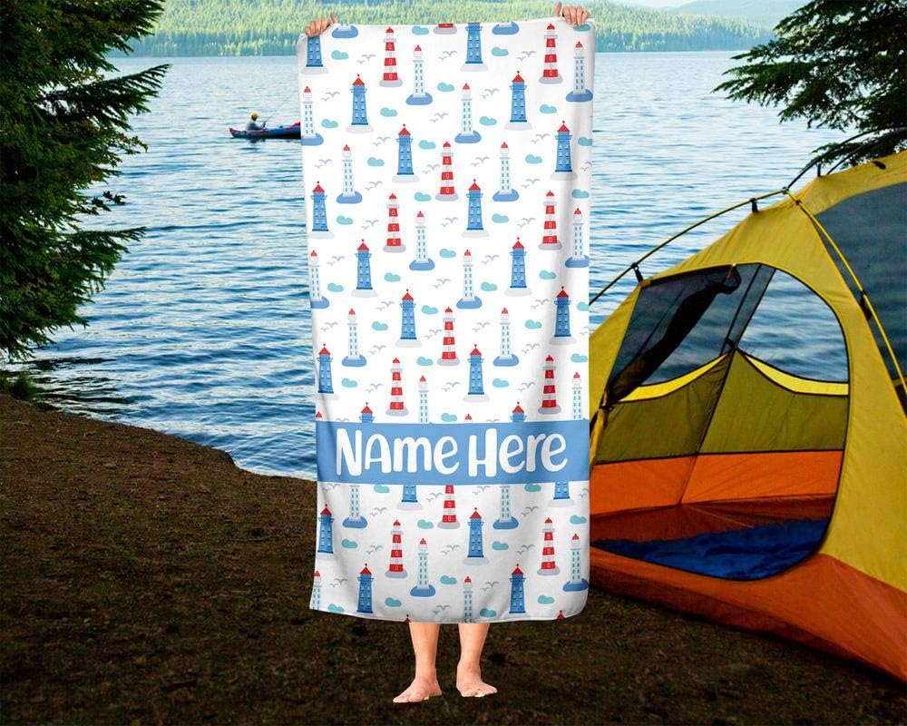 Personalized Corner Extra Large Ocean Lighthouse Towel