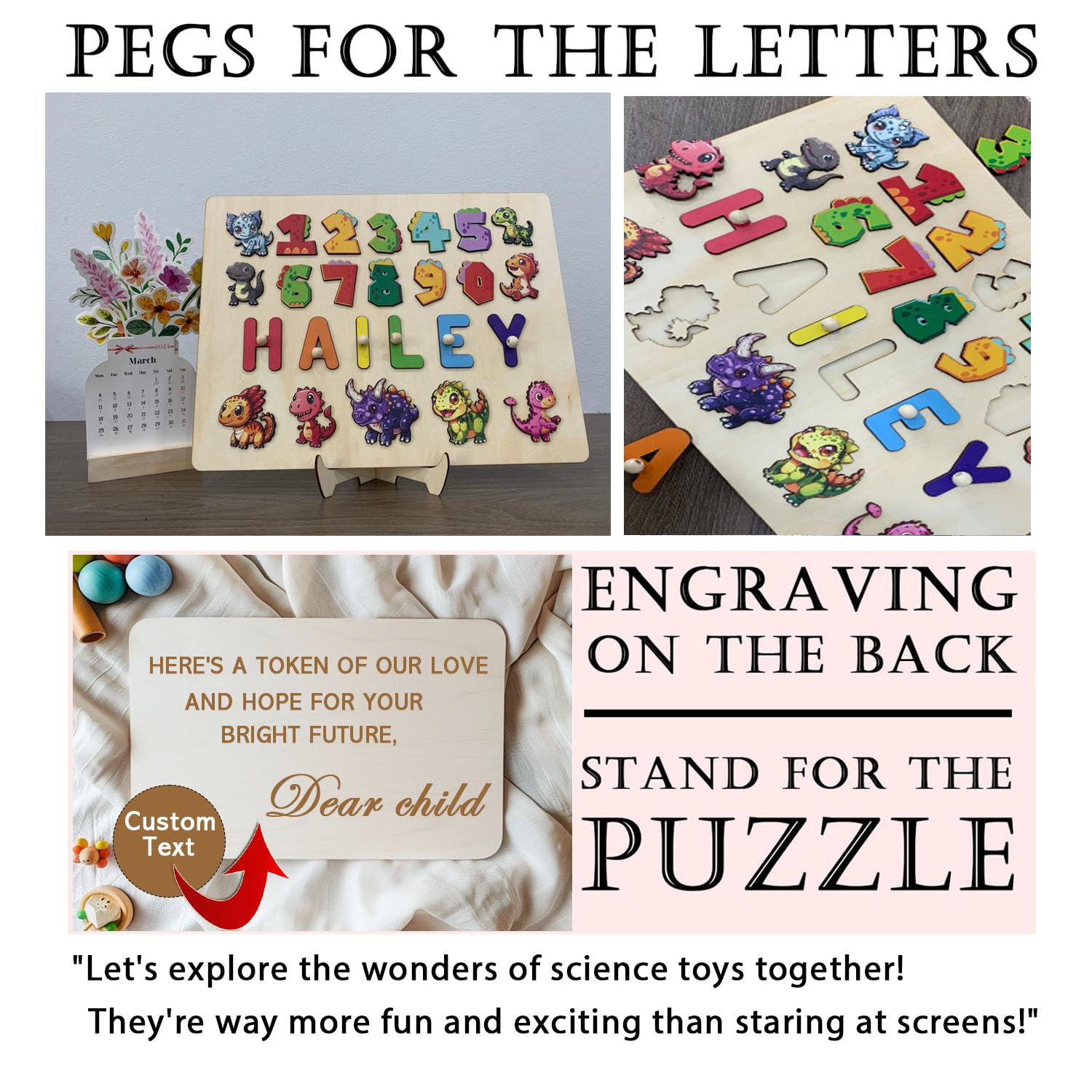 Personalized Wooden Name Puzzle for Toddlers 1-3 1