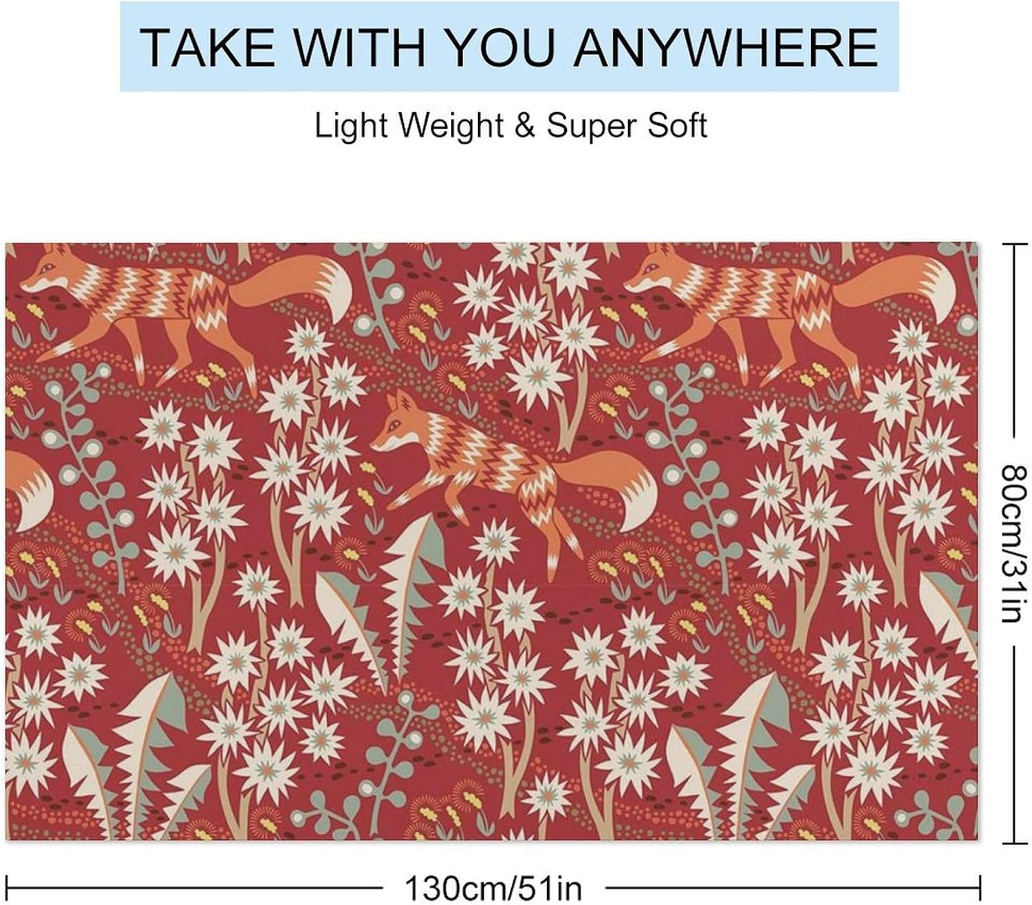 ERHN Cartoon Fox Red Beach Towel 130 x 80cm