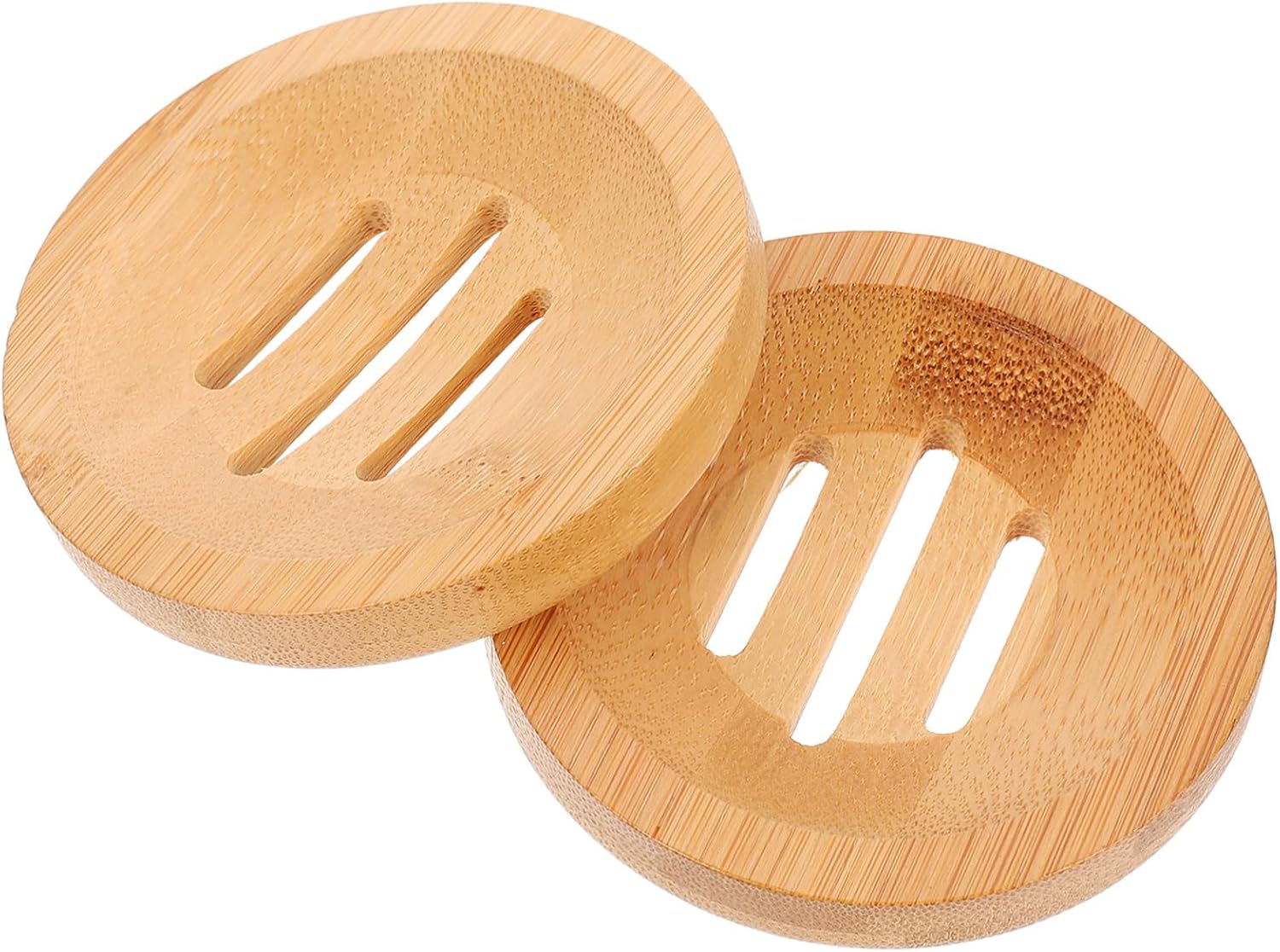 WOONEKY 2pcs Wooden Soap Holders Natural Drainage Bathroom Kitchen Sinks