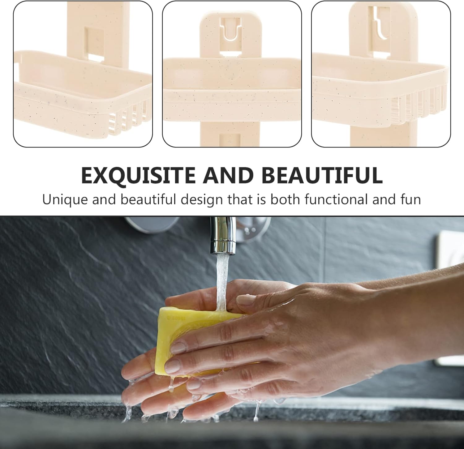 PRETYZOOM Wall Adhesive Double Layer Soap Holder