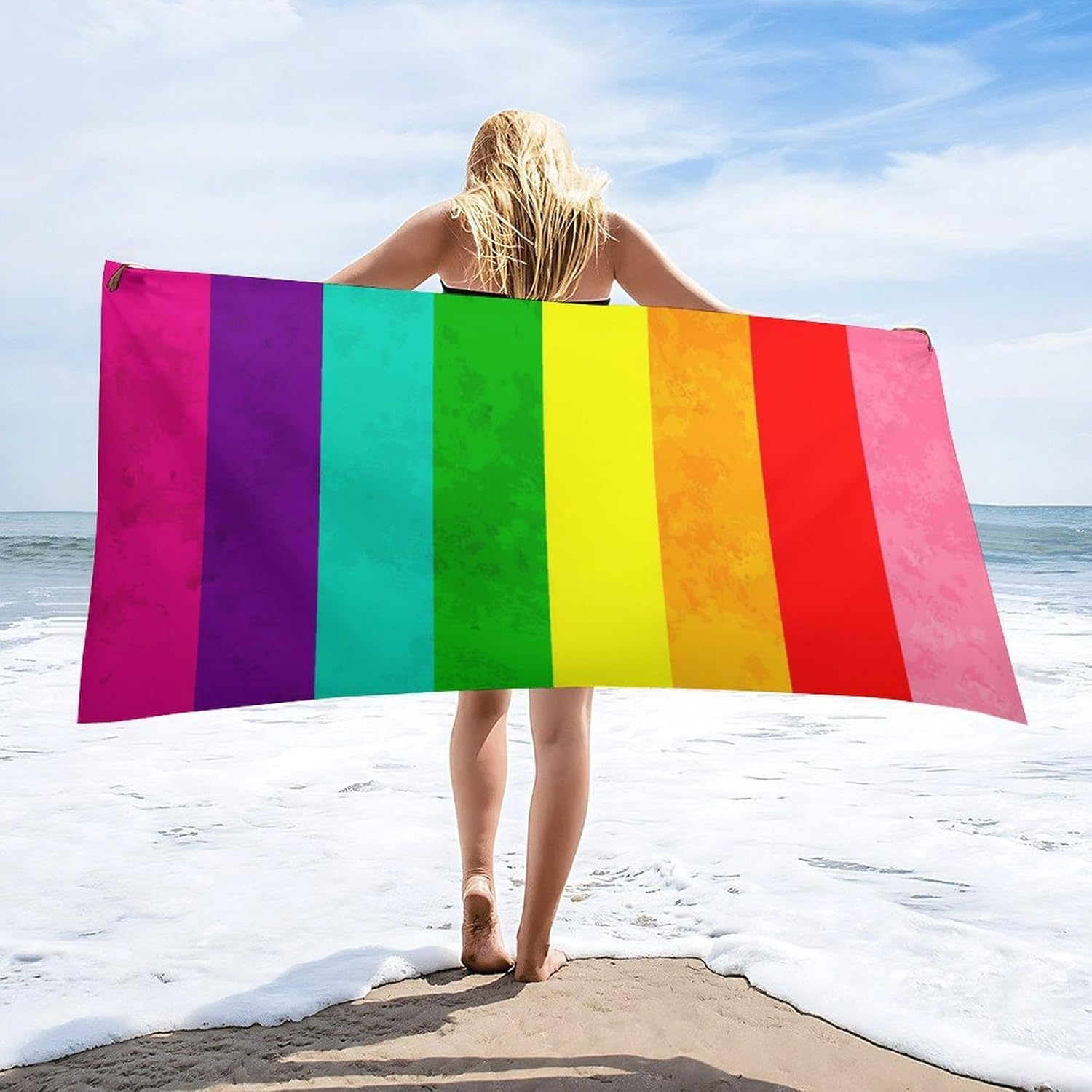 4SEE Beach Towel with Pride Flag Design