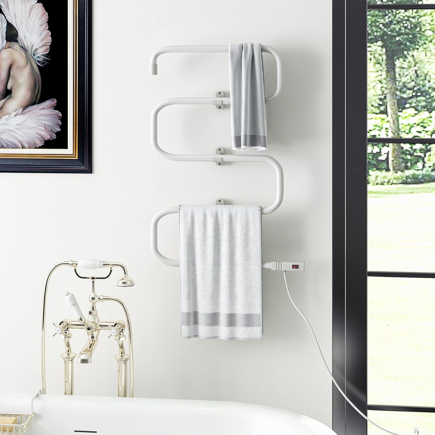 Tangkula Electric Towel Warmer S-Shaped Heated Rack
