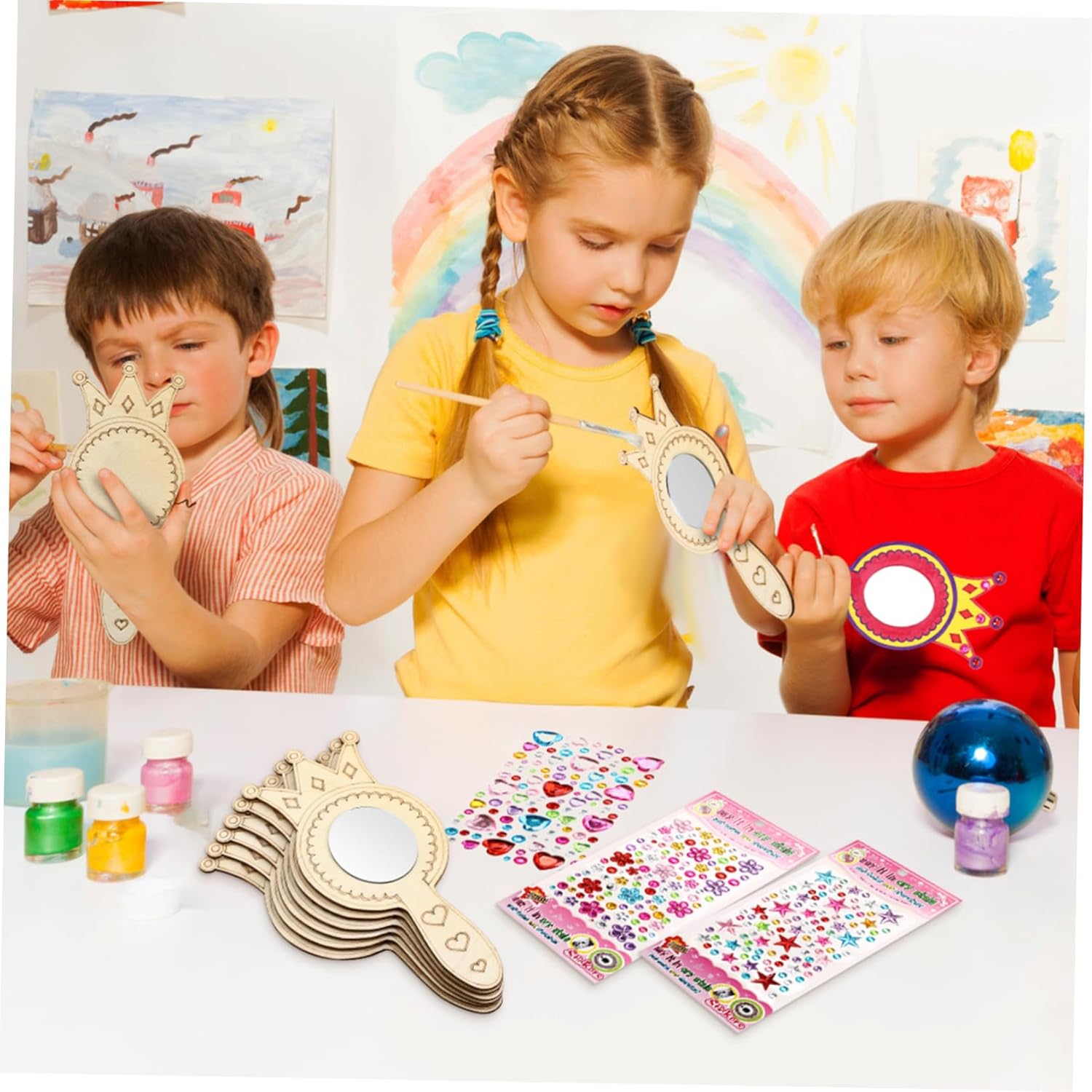 BESPORTBLE Handheld Mirror Craft Set for Kids 1