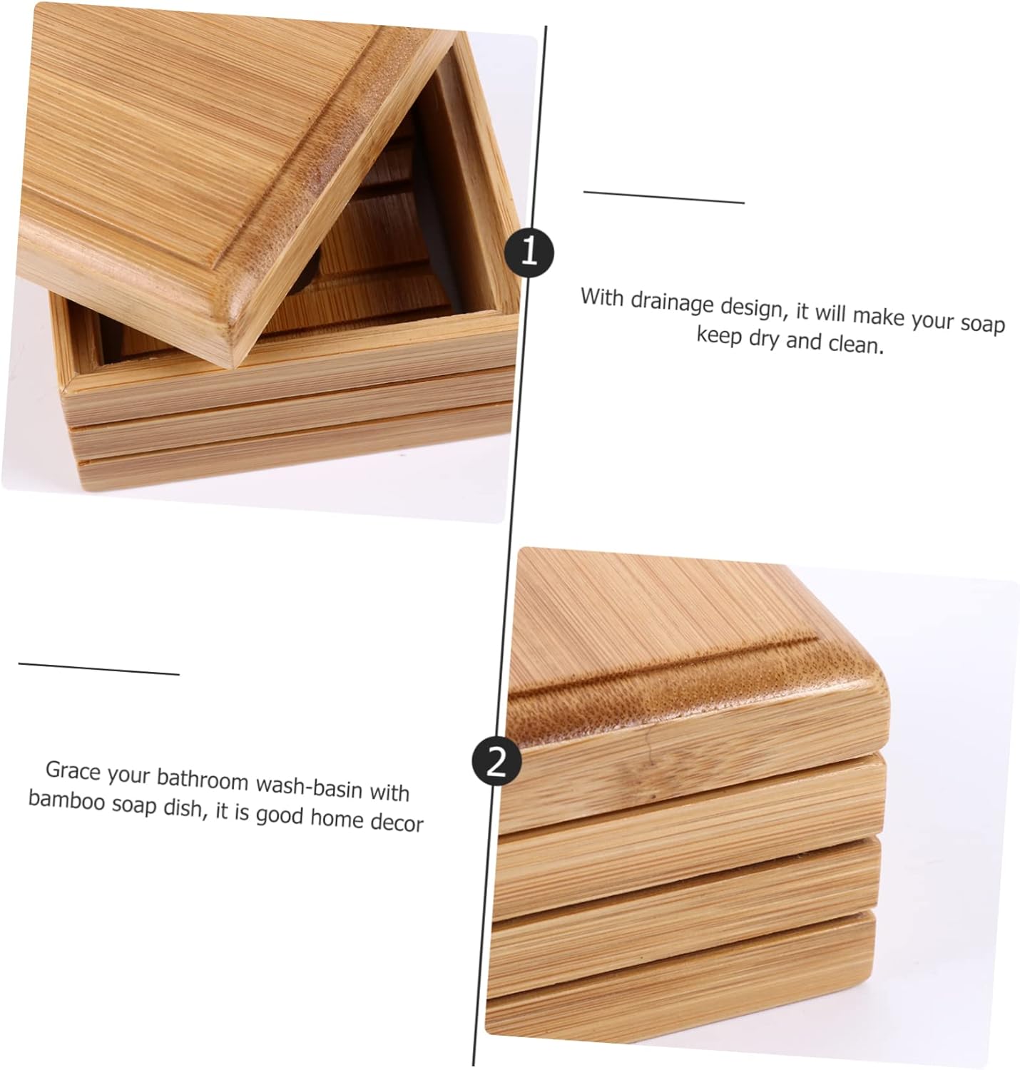 LIFKOME Natural Wood Soap Dish with Lid 1