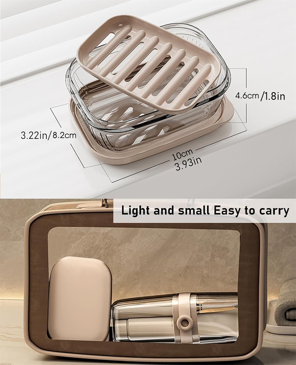 GlitzyStar Soap Dish Holder with Lid Leakproof and Durable Travel Soap Case